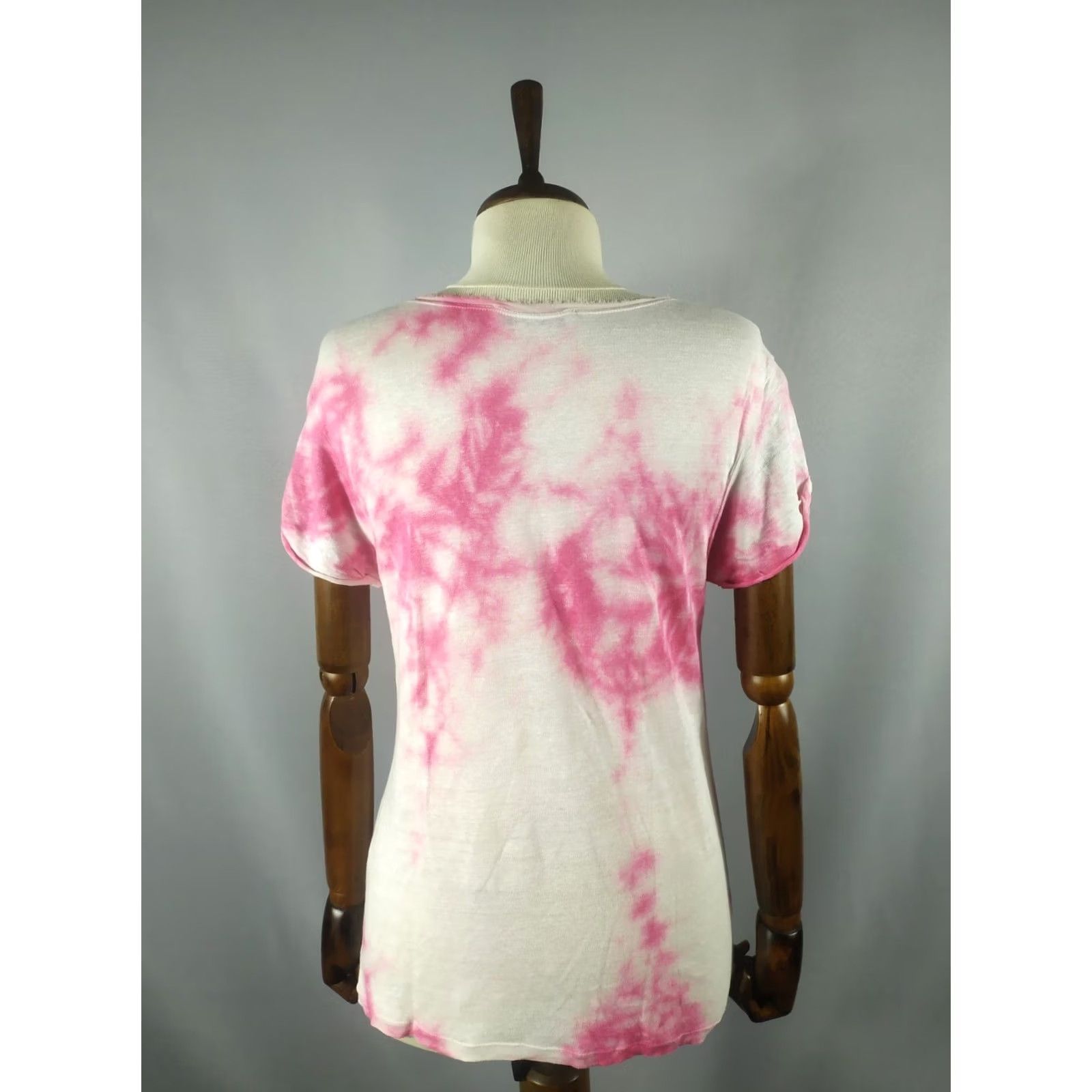 Sandro Sandro Paris Womens Shirt Short Sleeve 100% Linen Size White Pink (Shipping Information) Size M / US 6-8 / IT 42-44 - 2 Thumbnail