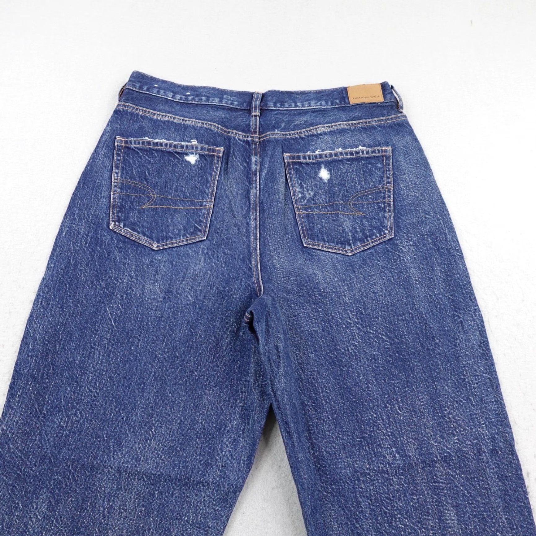 American Eagle Outfitters American Eagle Jeans Womens 12 Short Blue Denim Relaxed Mom Distressed Baggy NEW Size 34" / US 12 / IT 48 - 6 Thumbnail