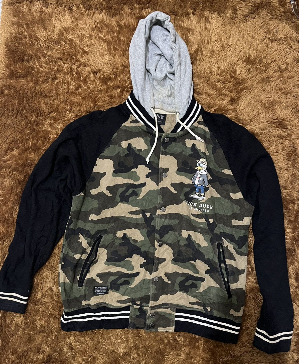 Japanese Brand Varsity Hoodie By B One Soul Army Military Y2K Style Vintage Size US XL / EU 56 / 4 - 1 Thumbnail