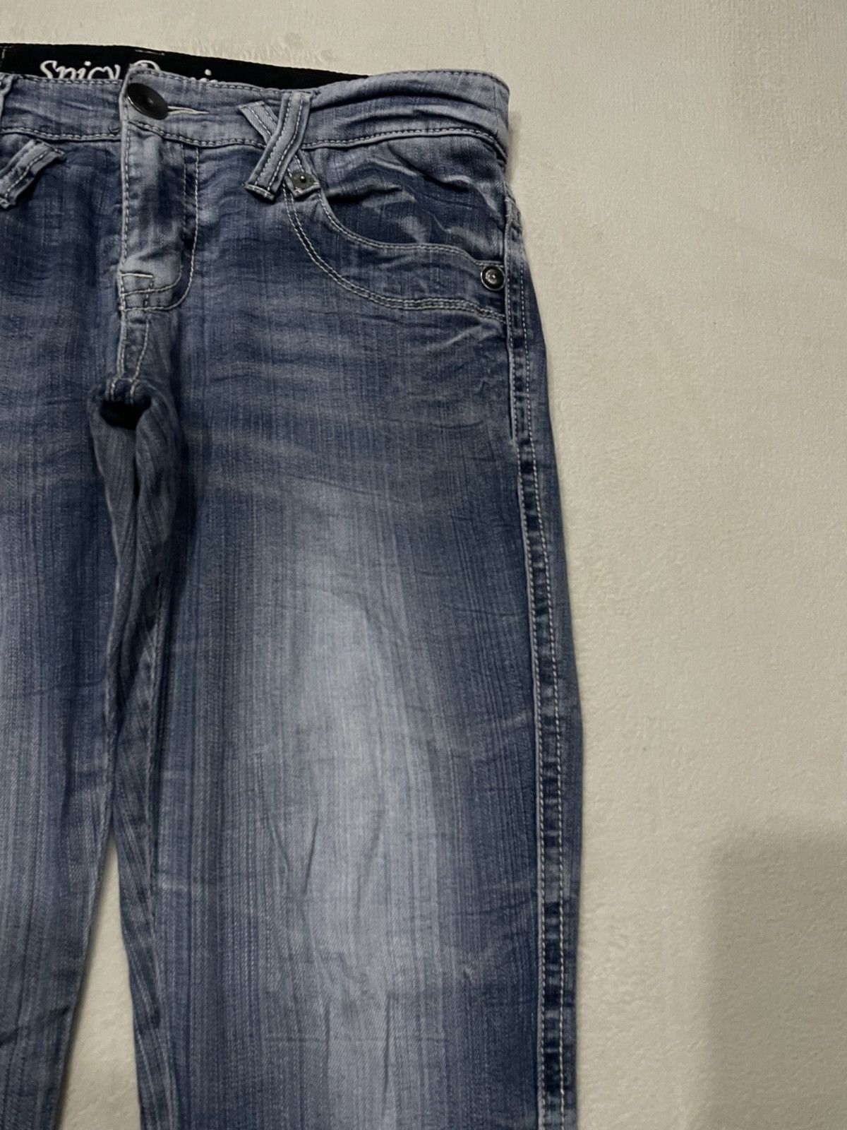 Japanese Brand Vintage Spicy Denim Skinny Faded Mudwash Denim Jeans Size US 33 - 4 Thumbnail