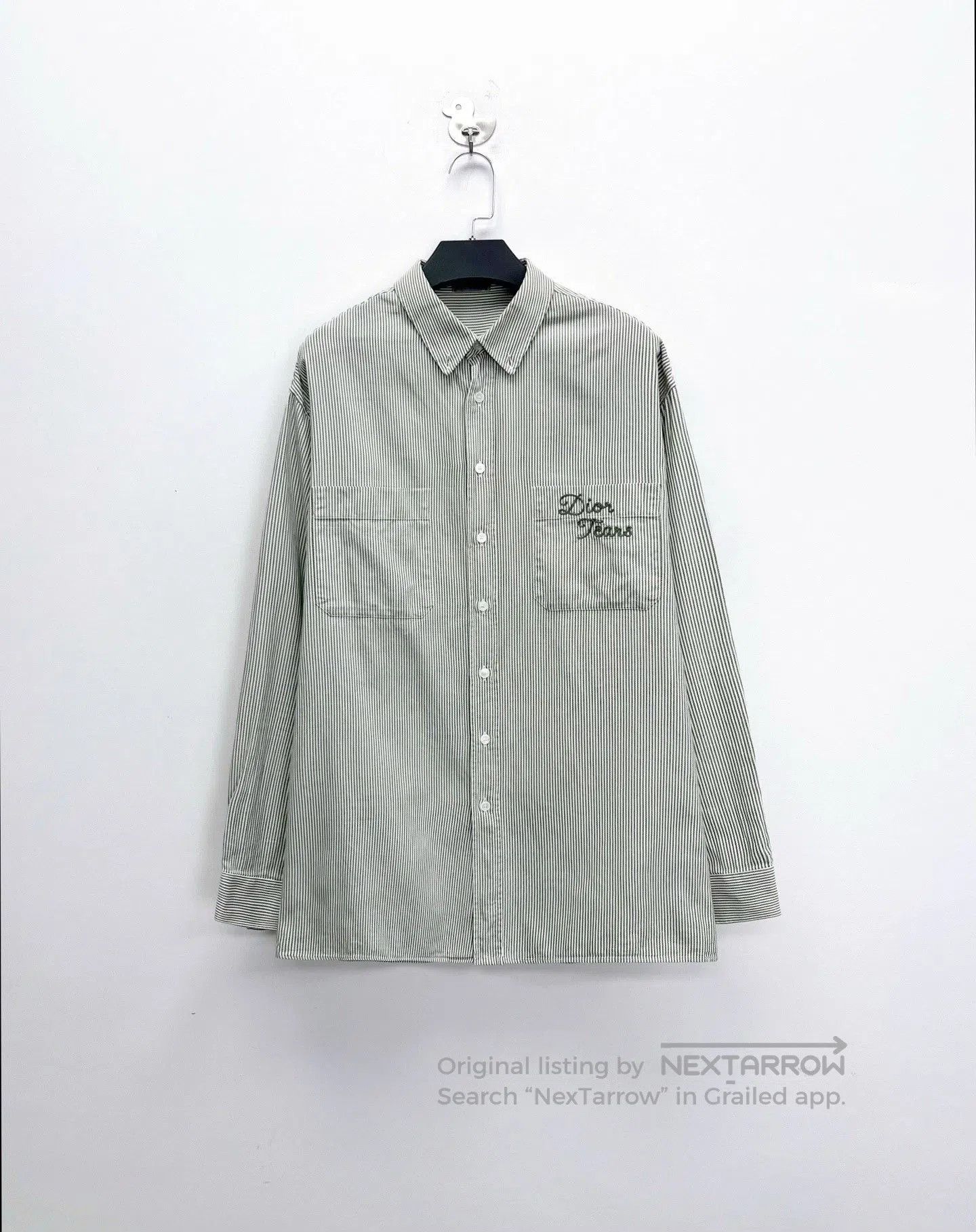 Dior Dior Tears Green Striped Embroidered Shirt. Size US M / EU 48-50 / 2 - 1 Thumbnail