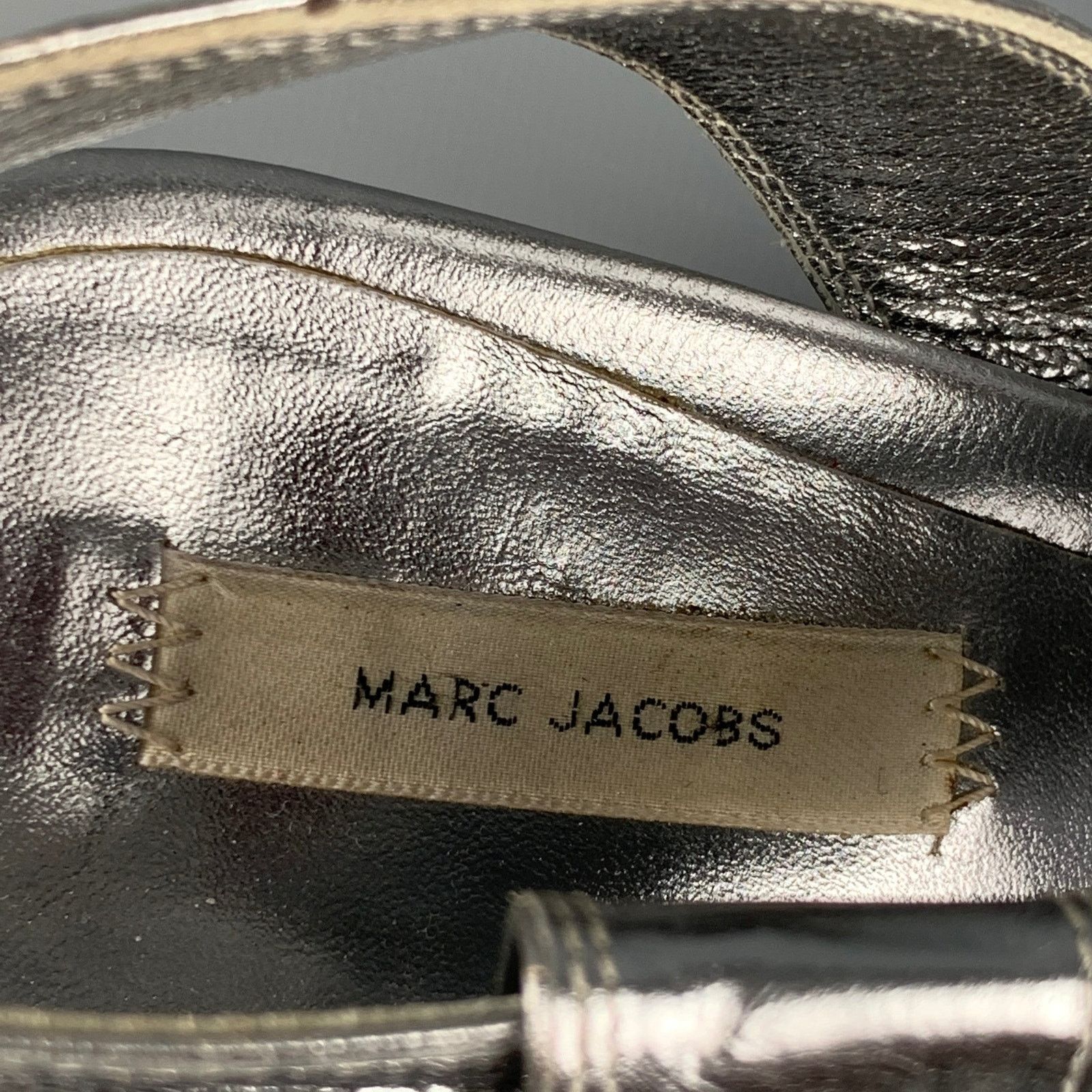 Marc Jacobs MARC JACOBS Size 7 Silver Leather Wedge Nickel Sandals Size US 7 / IT 37 - 6 Thumbnail