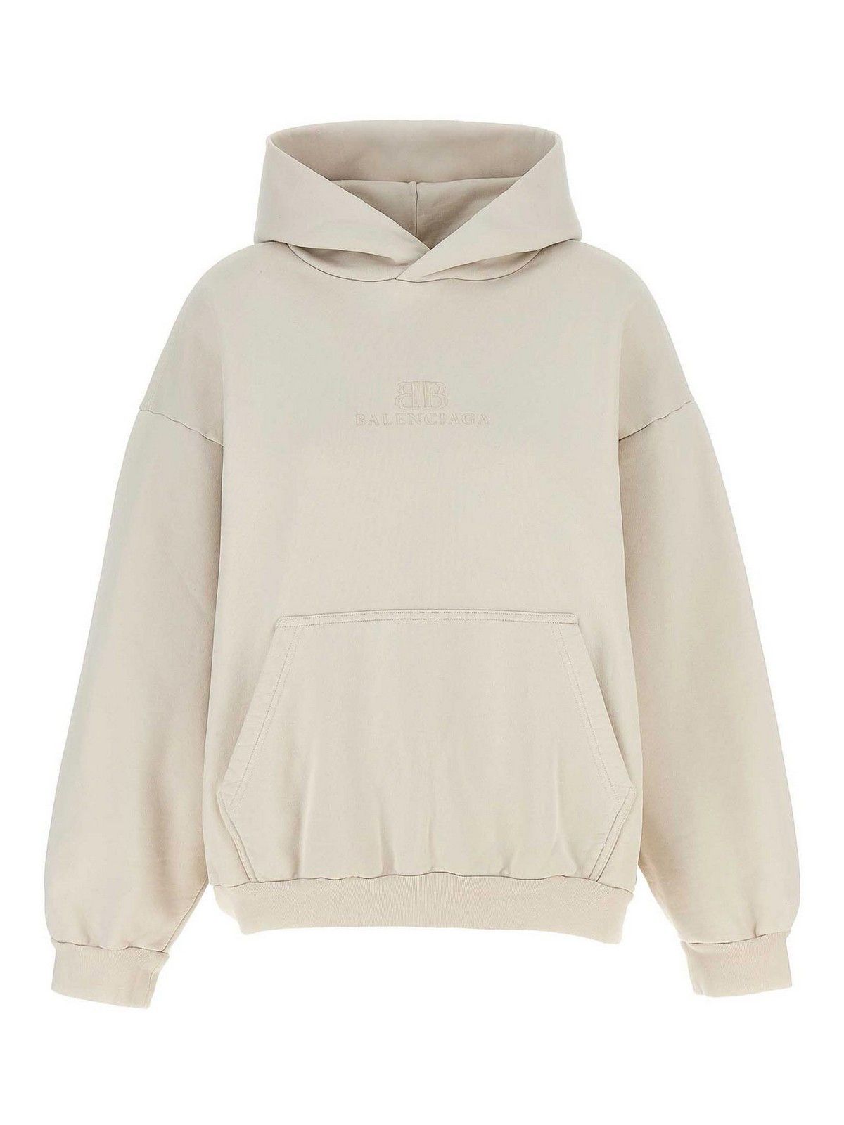 Balenciaga o1srvl11e0526 Medium Fit Hoodie in Ecru Size M / US 6-8 / IT 42-44 - 1 Thumbnail