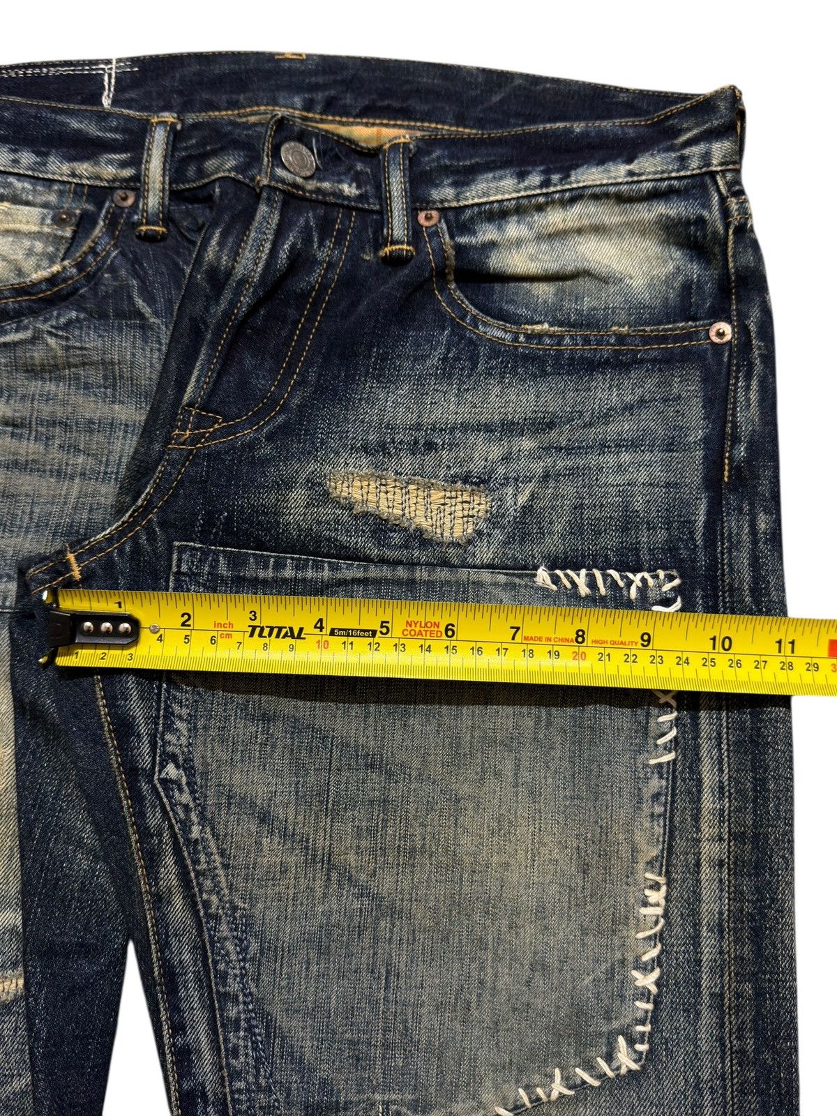 Eternal Vintage 90s Japan Eternal Faded Wash Distressed Sashiko Boro Size US 31 - 14 Thumbnail