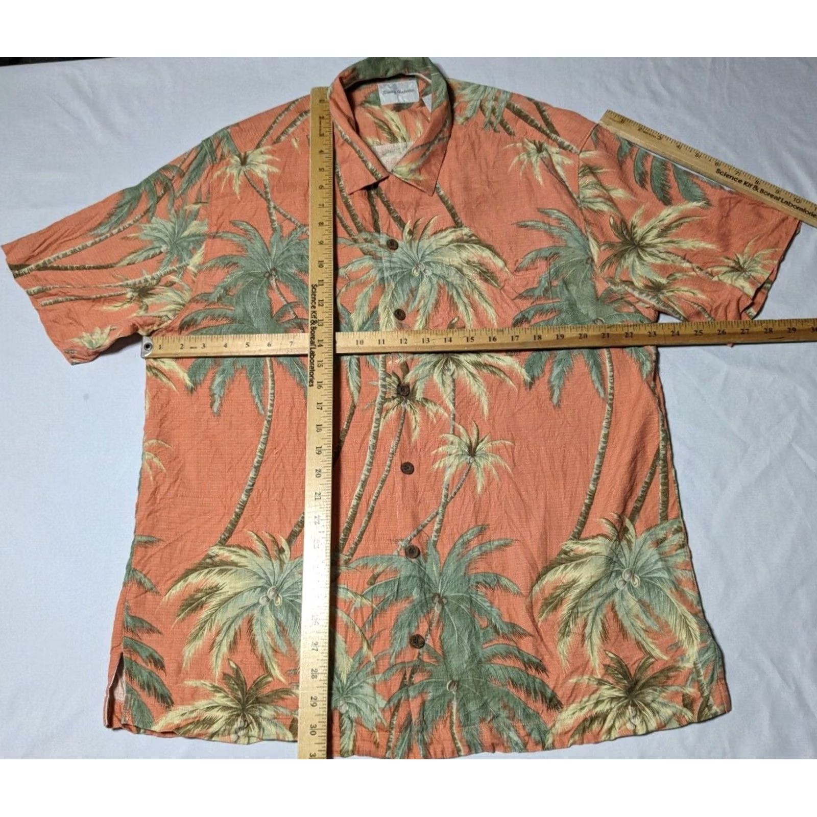 Tommy Bahama TOMMY BAHAMA Men Large Silk Orange Coconut Tree Print Hawaiian Shirt Size US L / EU 52-54 / 3 - 7 Thumbnail