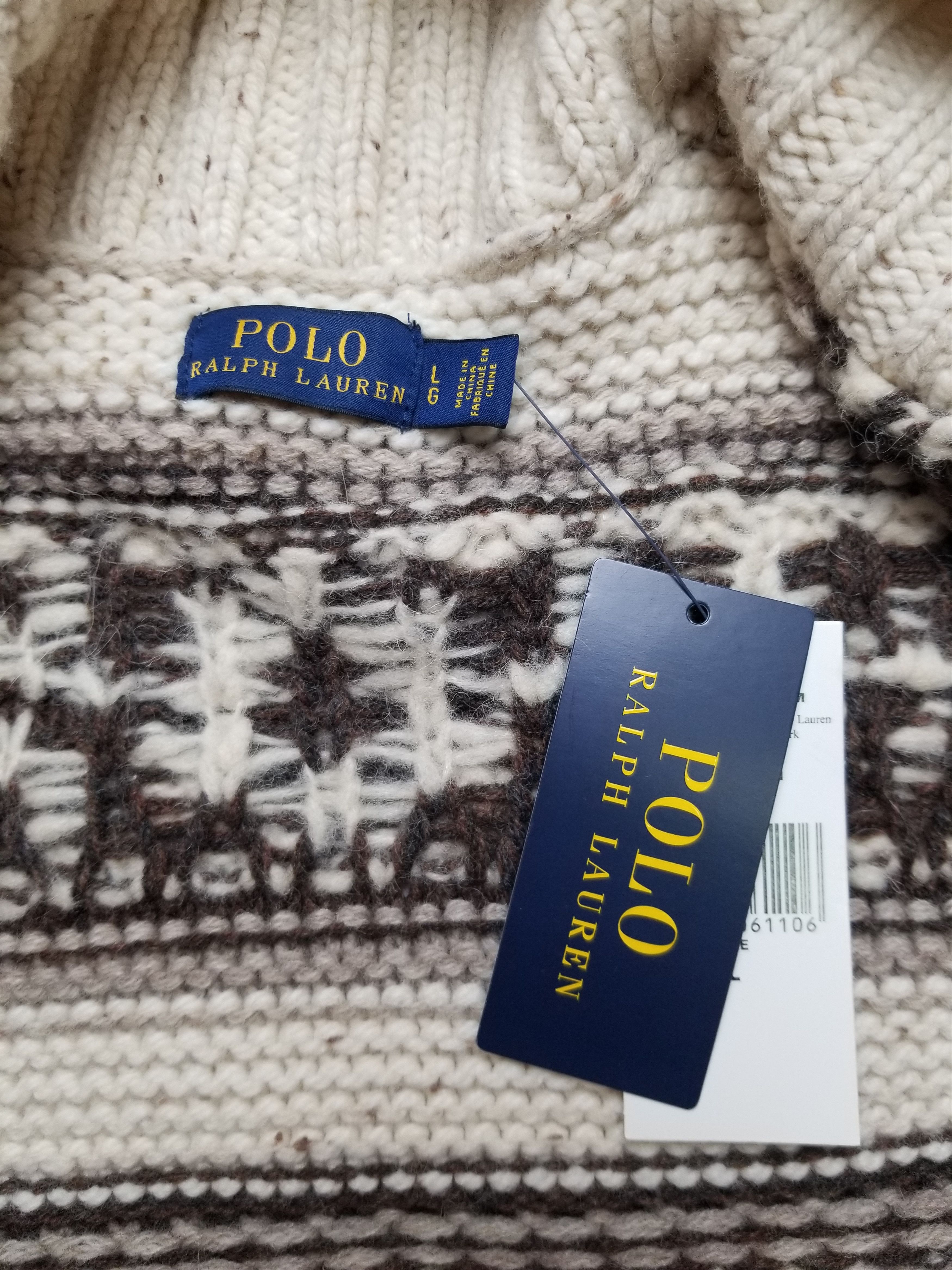 Polo Ralph Lauren New Polo Ralph Lauren Fringe-Trim Shawl Wool Cardigan Size L / US 10 / IT 46 - 17 Thumbnail
