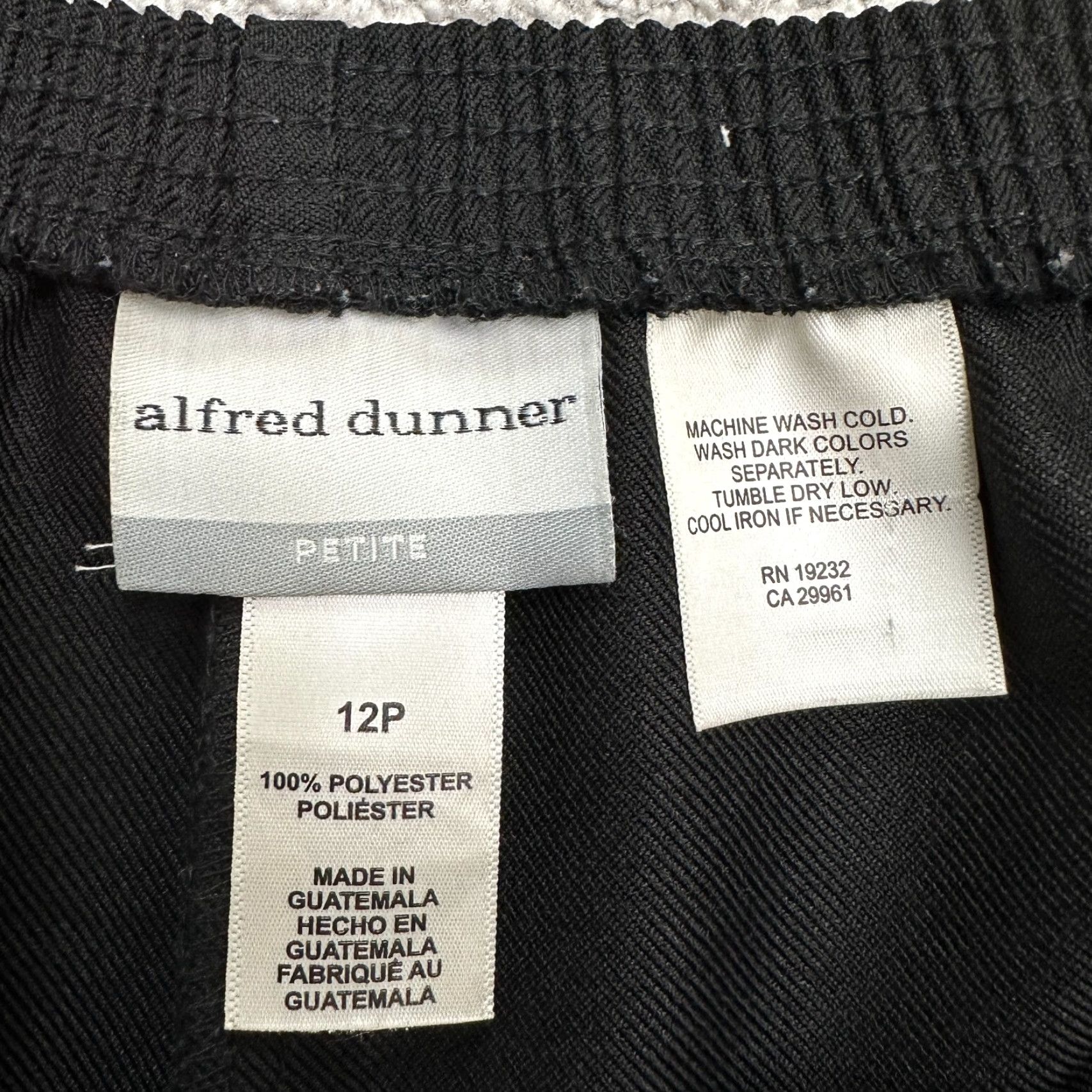 Vintage Alfred Dunner Straight Leg Pants Womens 12P Petite Black Elastic Waist 30x27 Size 34" / US 12 / IT 48 - 6 Thumbnail