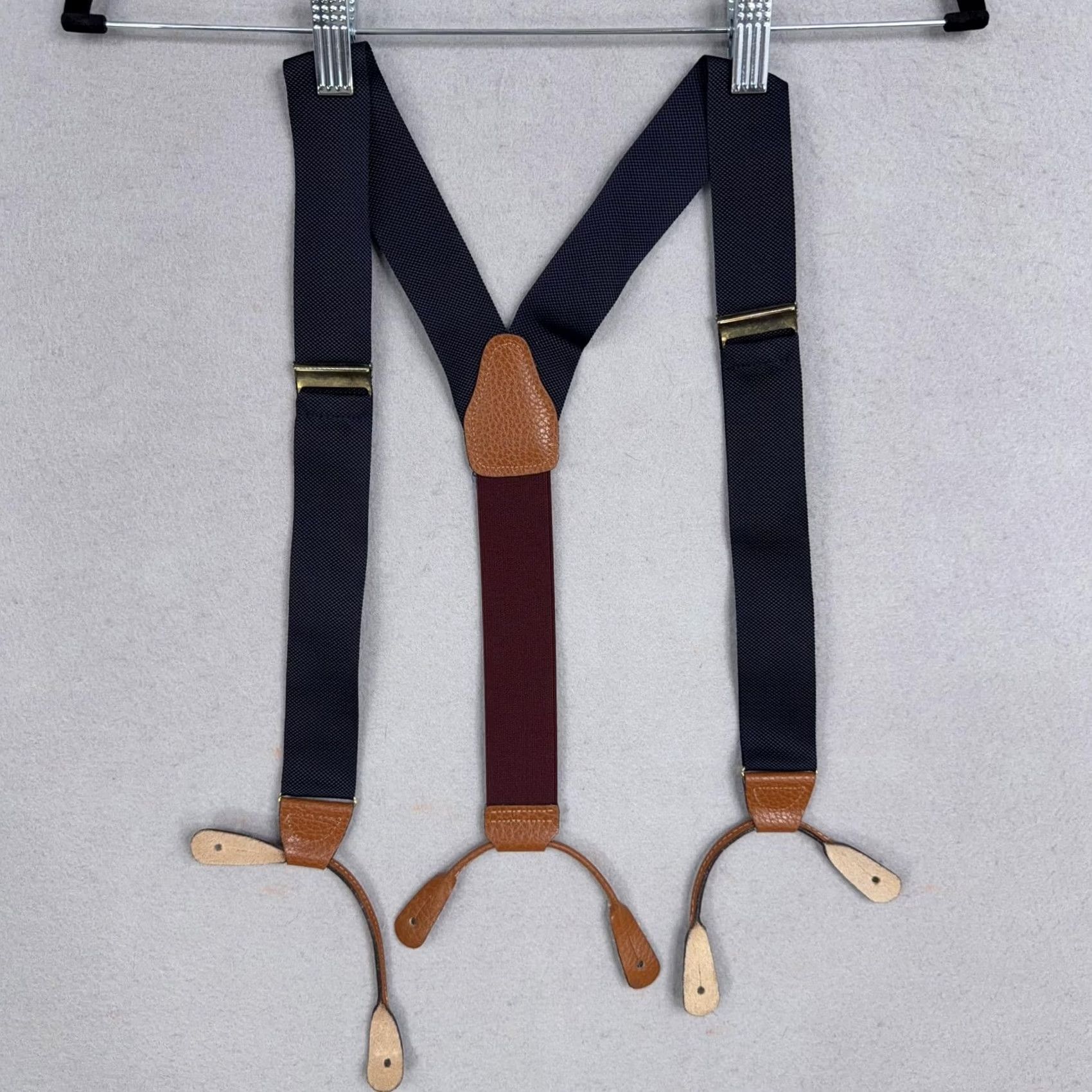 Brooks Brothers Brooks Brothers Mens Suspenders One Size Blue Elastic Leather Adjustable Size ONE SIZE - 2 Thumbnail