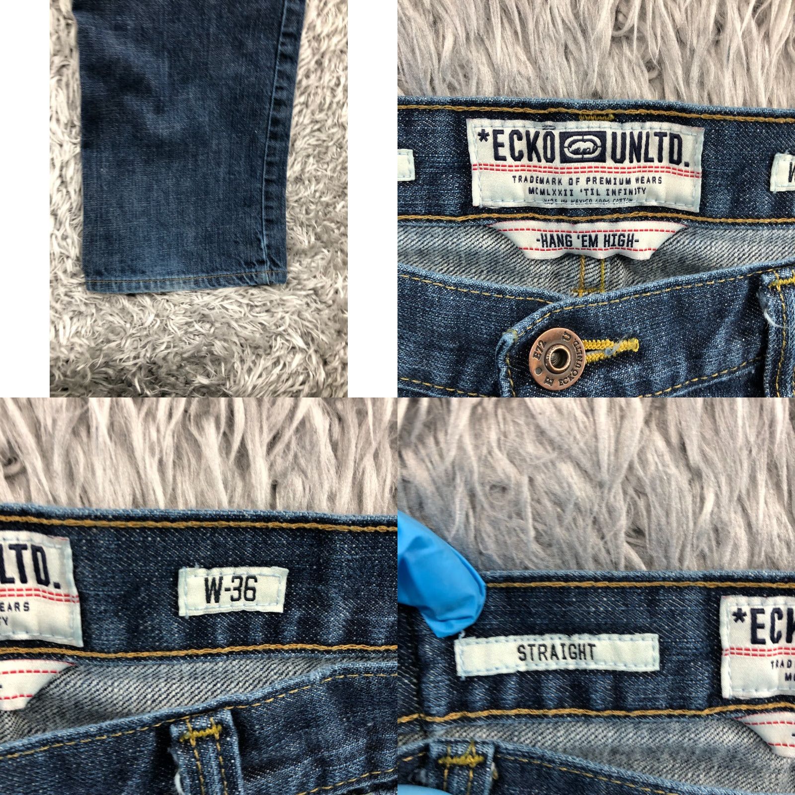 Ecko Unltd. Ecko UNLTD Straight Jeans 36x32 Mens Mid Rise Medium Wash Blue Size US 36 / EU 52 - 8 Thumbnail