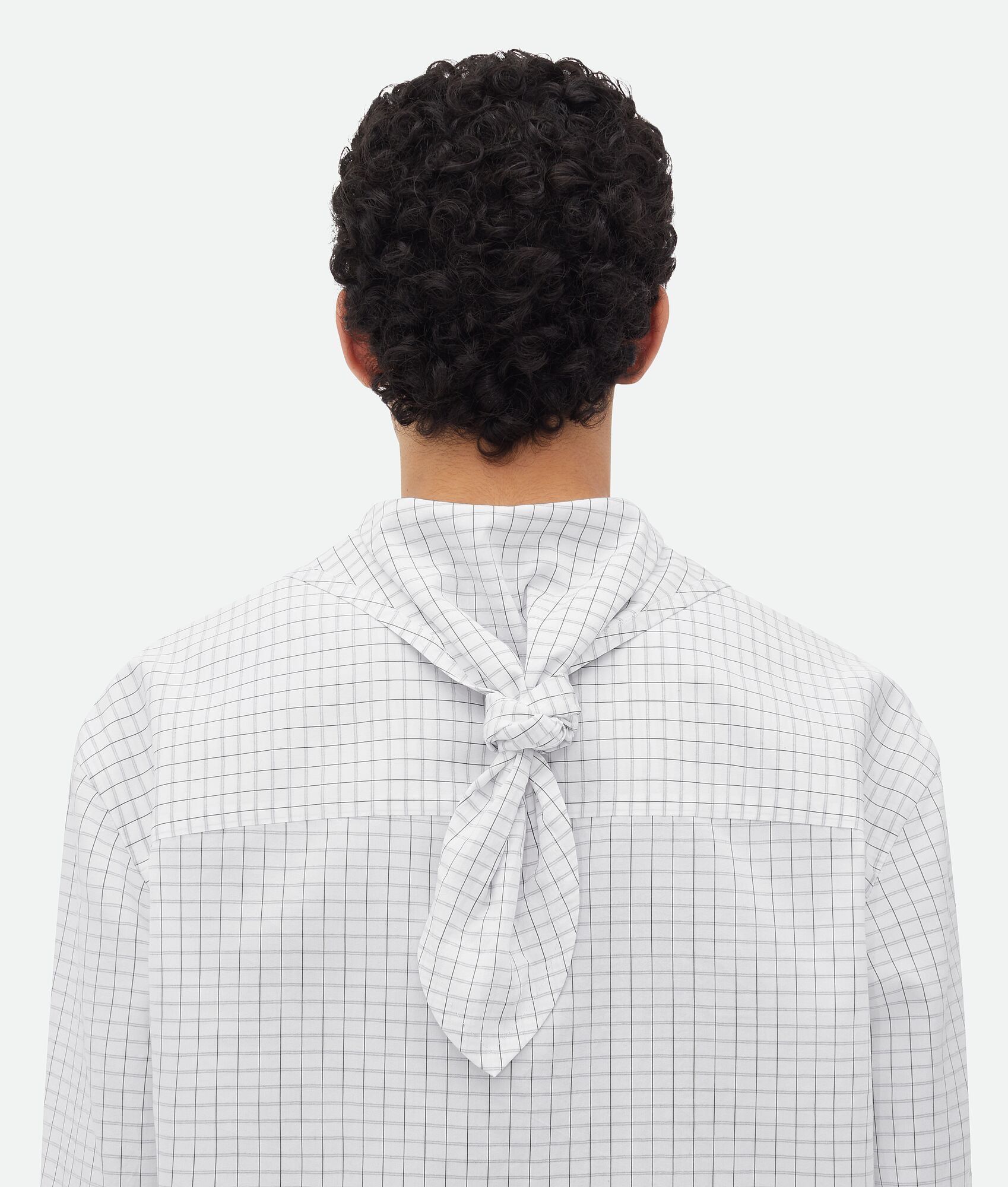 Bottega Veneta o1lf3ng11025 Crisp Cotton Silk Check Bandana Shirt in White Size US M / EU 48-50 / 2 - 5 Thumbnail