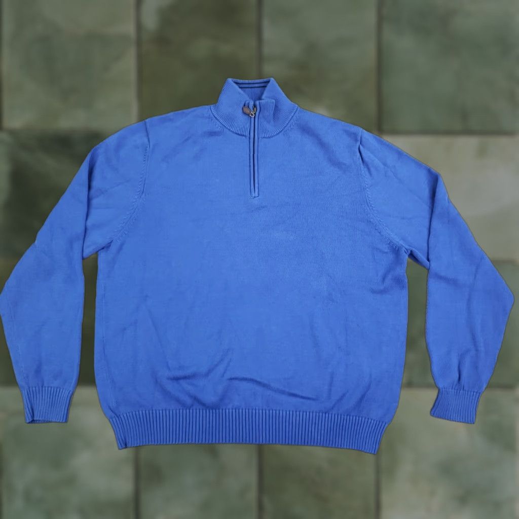 Brooks Brothers Brooks Brothers Mens Large Blue 1/4 Zip Long Sleeve Mock Neck Sweater Cotton Golf Walking Size US L / EU 52-54 / 3 - 1 Thumbnail