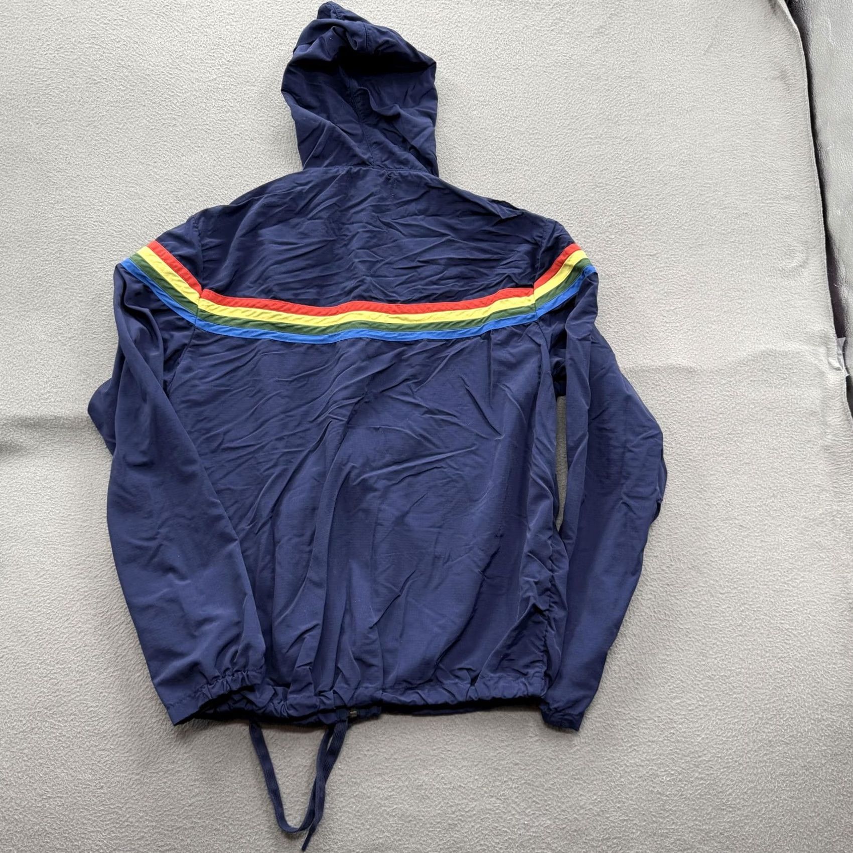 Outerknown VINTAGE Outerknown Jacket Mens Large Blue Hooded Windbreaker Rainbow Stripe Nylon Shell Size US L / EU 52-54 / 3 - 2 Thumbnail