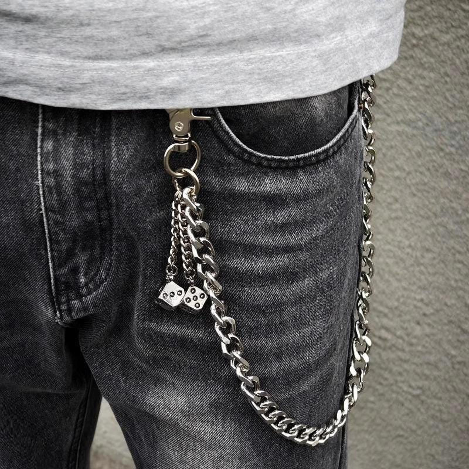 Jewelry Dice Cross Wallet Chain,y2K Jeans Chain in Silver, Men's