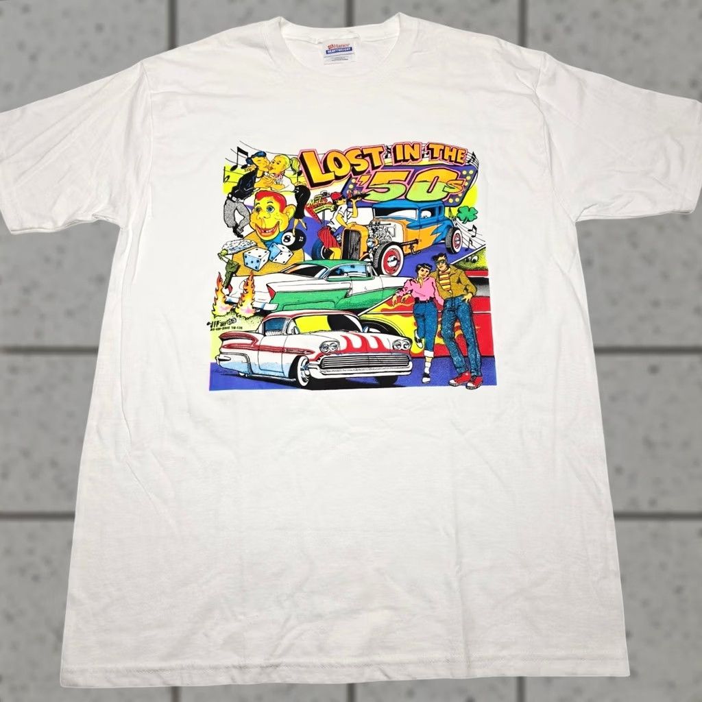 Hanes VINTAGE Hanes 50s Graphic T-Shirt 90s Classic Cars Men's Medium White Y2k Size US M / EU 48-50 / 2 - 1 Thumbnail
