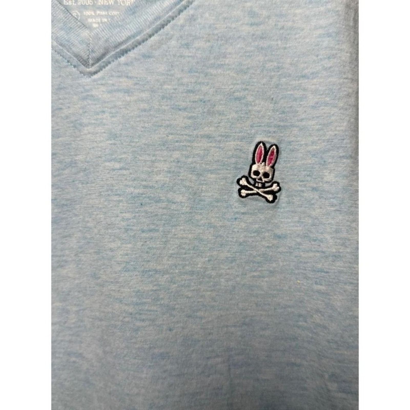 Psycho Bunny Psycho Bunny Pima Cotton V-Neck Tee Light Blue Sz 6 Size US XL / EU 56 / 4 - 3 Thumbnail