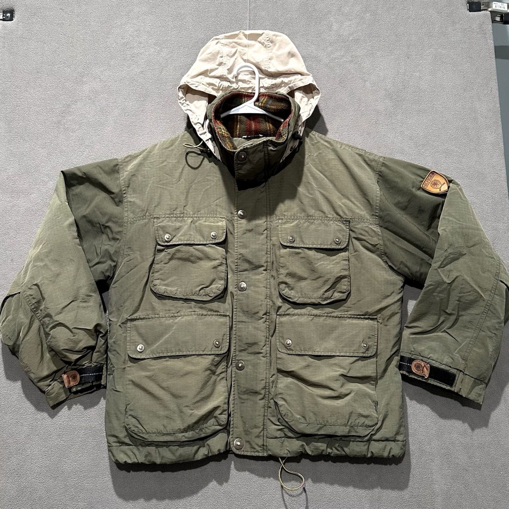 Tommy Hilfiger VINTAGE Tommy Hilfiger Jacket Mens M Safari Puffer Insulated Goose Down 90s Green Zip Hooded Lined Quilted Logo Puffer Jacket Mens Size US M / EU 48-50 / 2 - 2 Thumbnail