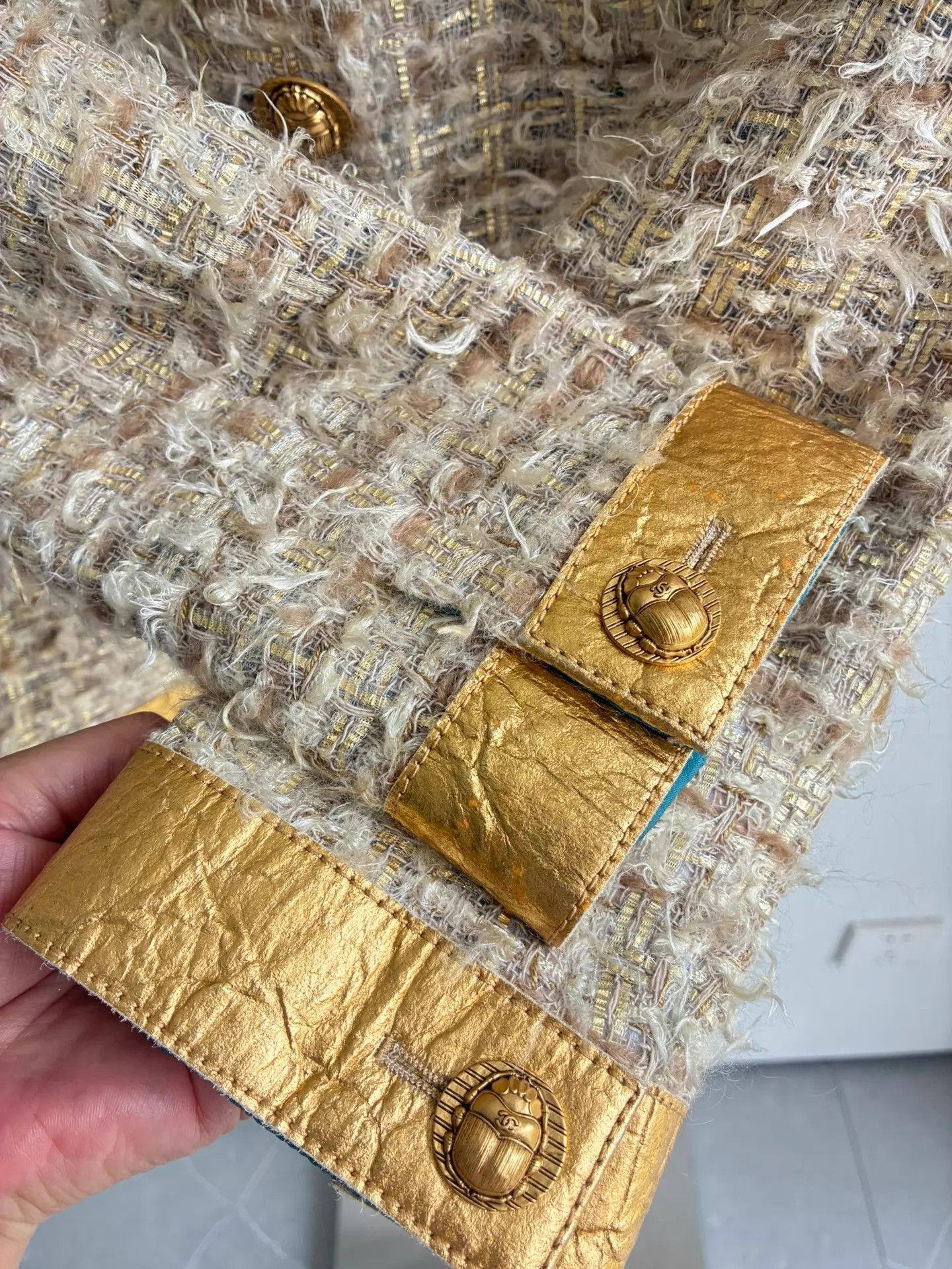 Chanel Chanel Egyptian Gold Leather Collar Jacket 34 Size XS / US 0-2 / IT 36-38 - 7 Thumbnail