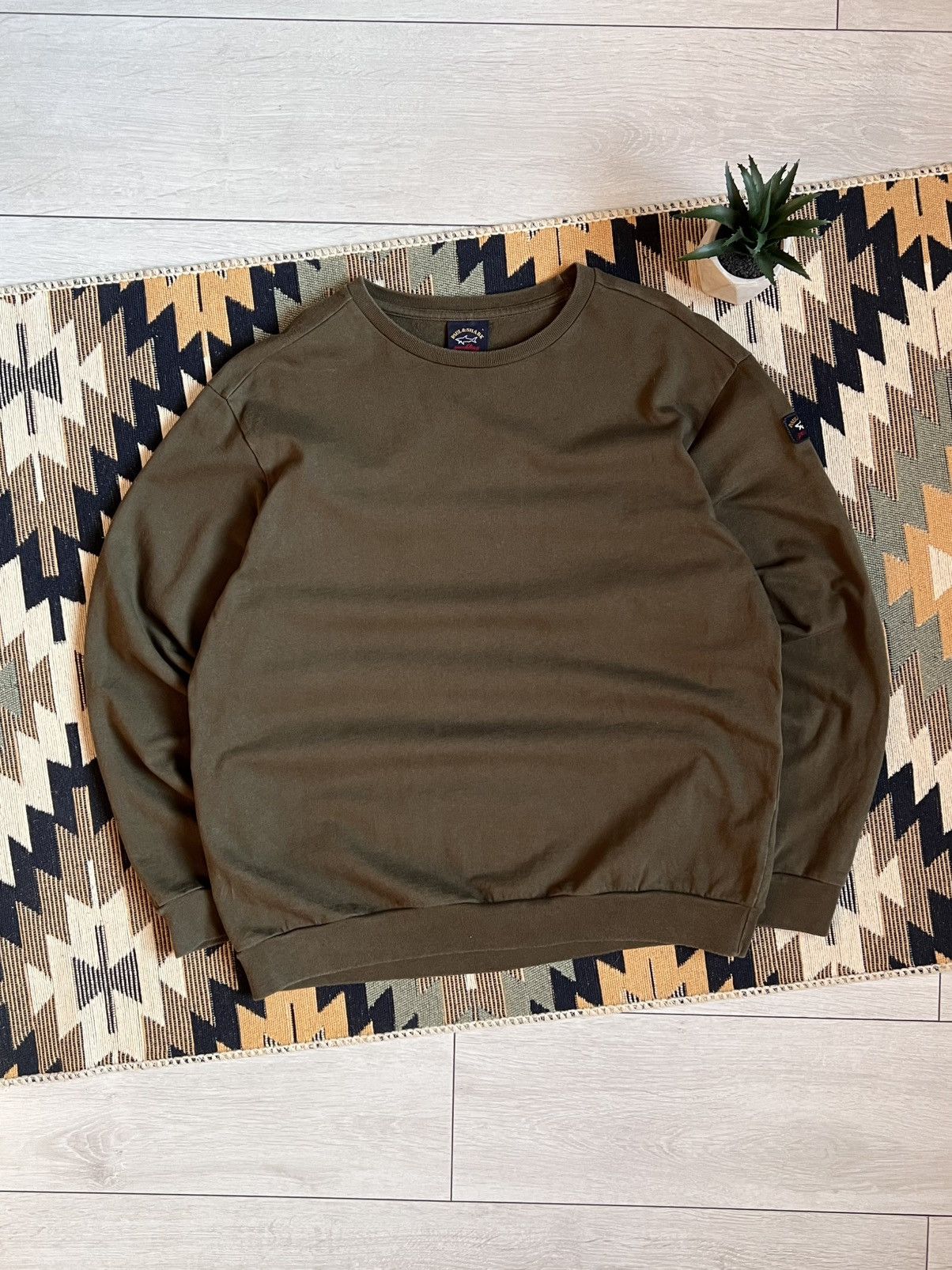 Paul & Shark × Vintage Paul & Shark Yachting Vintage Khaki Sweatshirt Size US L / EU 52-54 / 3 - 1 Thumbnail