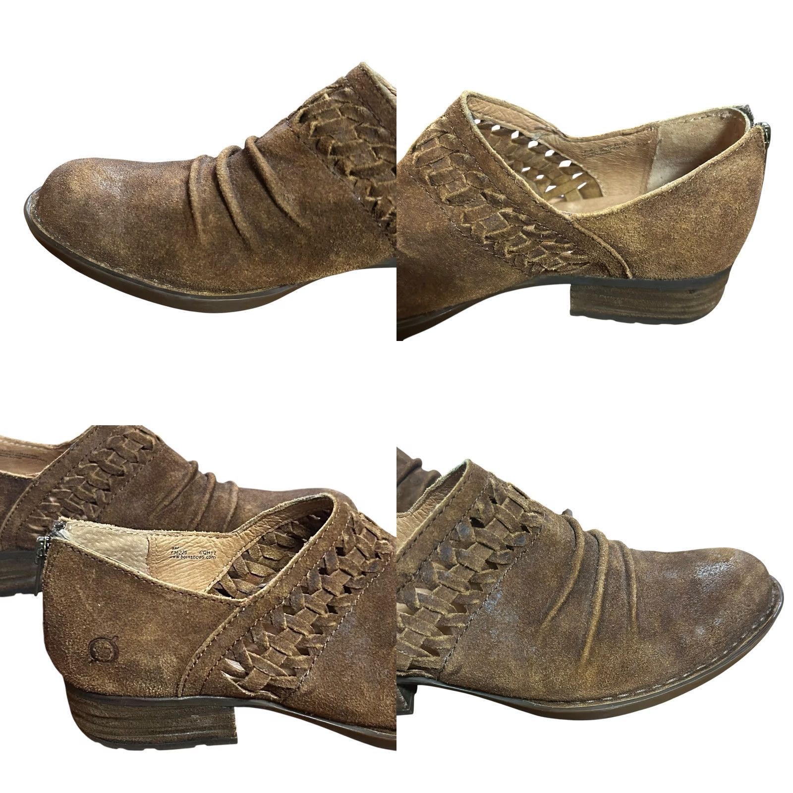 Born Born F36226 Katharina Brown Leather Ankle Bootie Slouch Back Zip Women’s US 8 M Boots Size US 8 / IT 38 - 8 Thumbnail