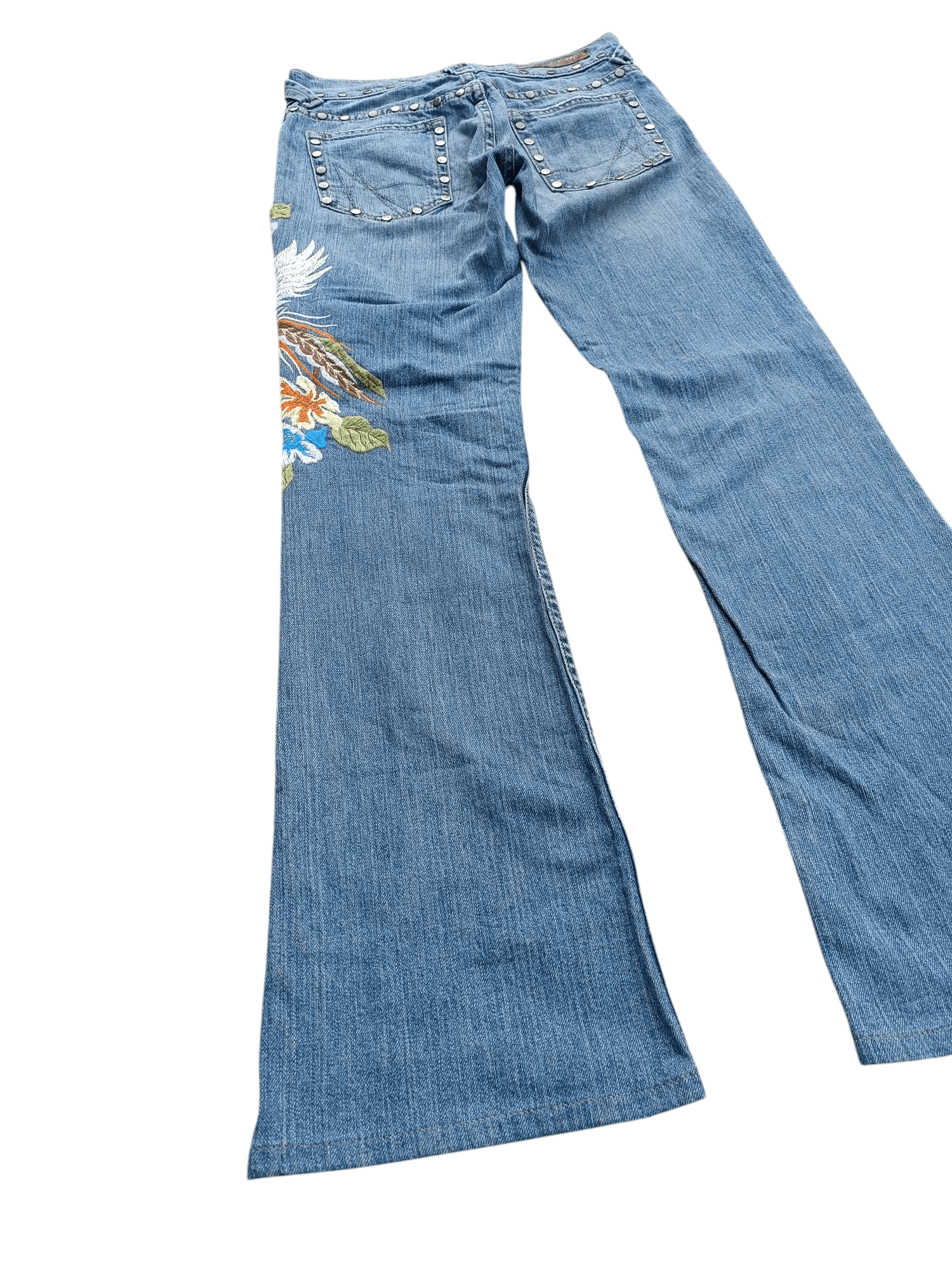 Other FLARED Allen B. Distresed Embroidered Rare Design Jeans E233 Size 26" / US 2 / IT 38 - 13 Thumbnail
