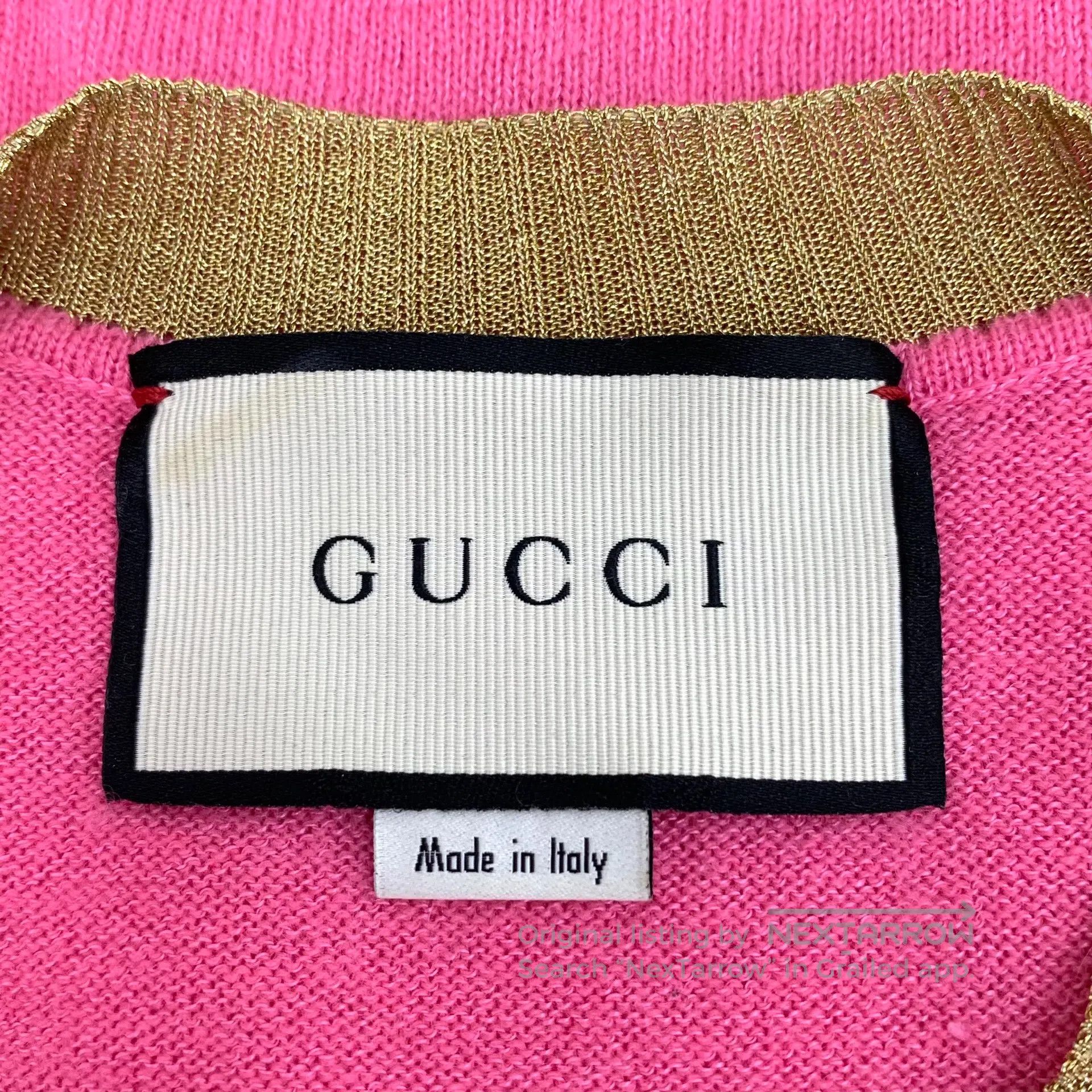 Gucci Guicci Pink Gold Thread Trimmed Round Neck Short Sleeve Kn Size M / US 6-8 / IT 42-44 - 5 Thumbnail