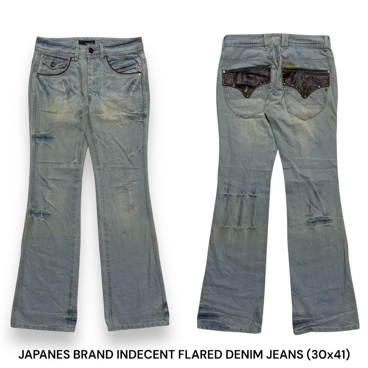 If Six Was Nine JAPANES BRAND INDECENT FLARED DENIM JEANS Size US 30 / EU 46 - 1 Thumbnail