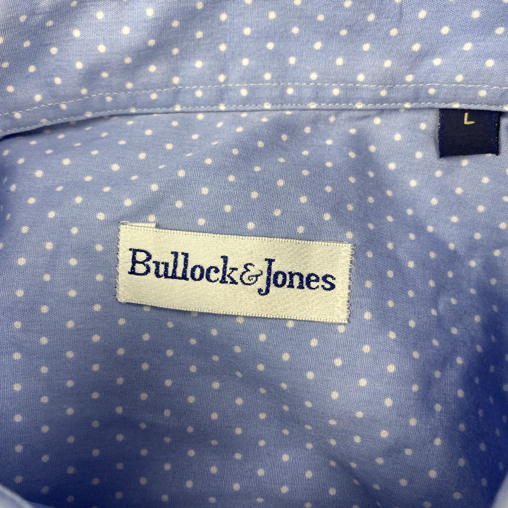 Vintage Bullock & Jones Shirt Mens Large Blue White Dot Short Sleeve Button Up Pocket Size US L / EU 52-54 / 3 - 7 Thumbnail
