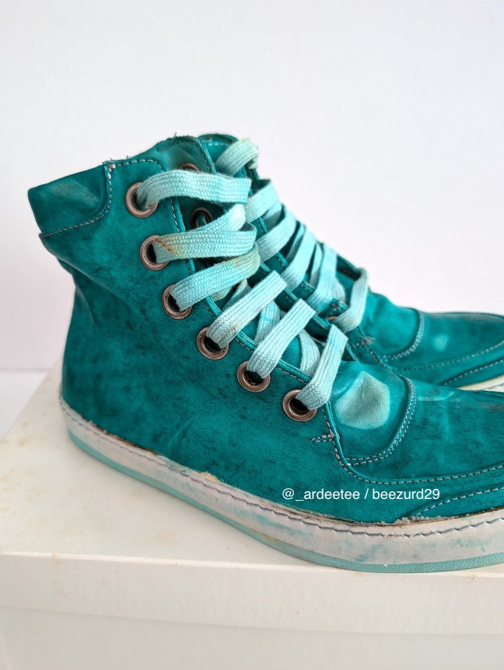 A1923 *NEW* OIL CAVALLO HIGH TOP SNEAKERS MINT Size US 7 / IT 37 - 5 Thumbnail