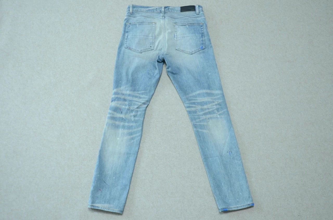 Amiri Amiri Blue Washed Splatter Dye Distressed Jeans 33 Size US 33 - 8 Thumbnail