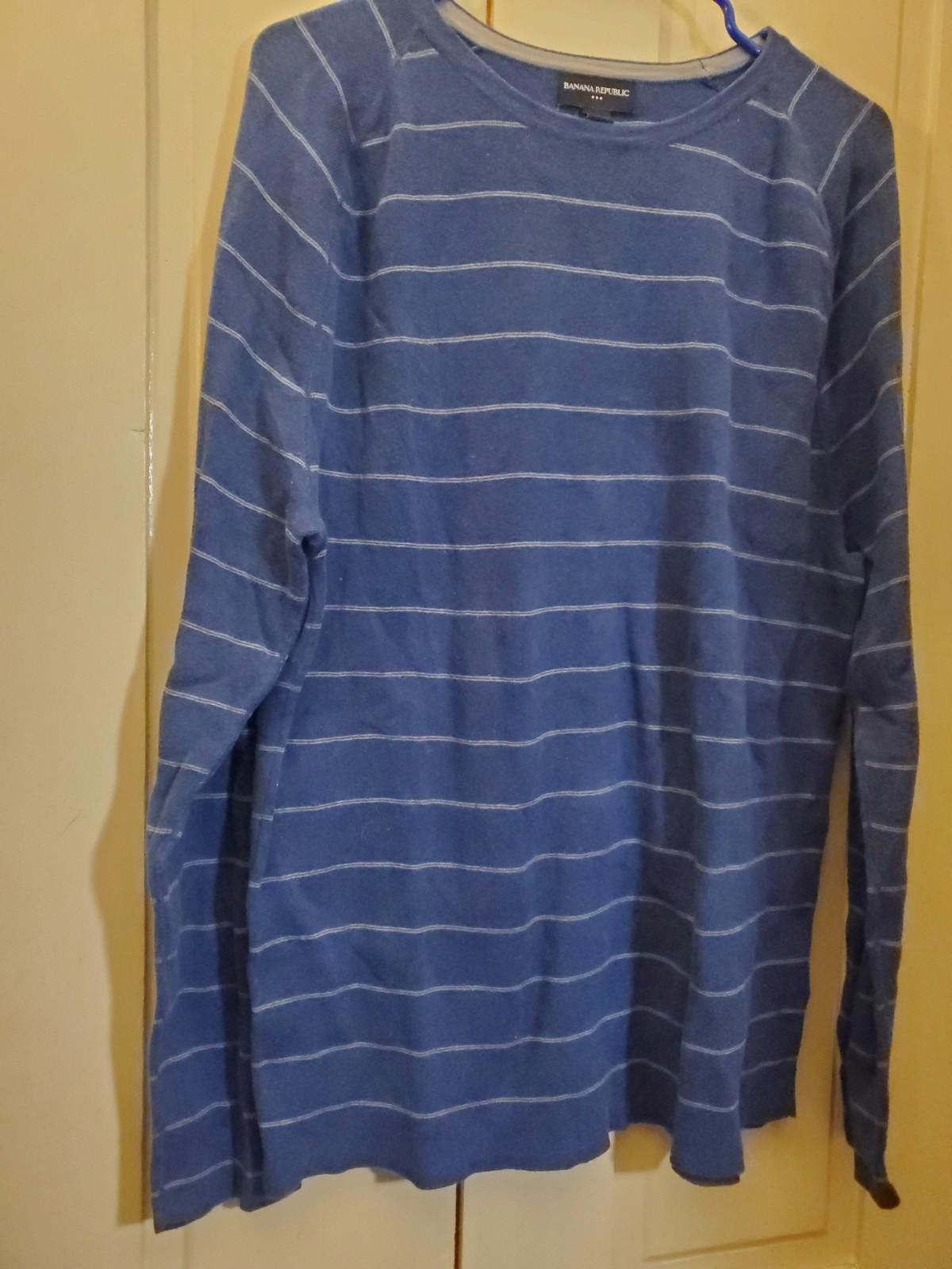 Banana Republic Banana Republic Men's CrewNeck Sweater Striped Blue xl Size US XL / EU 56 / 4 - 2 Thumbnail