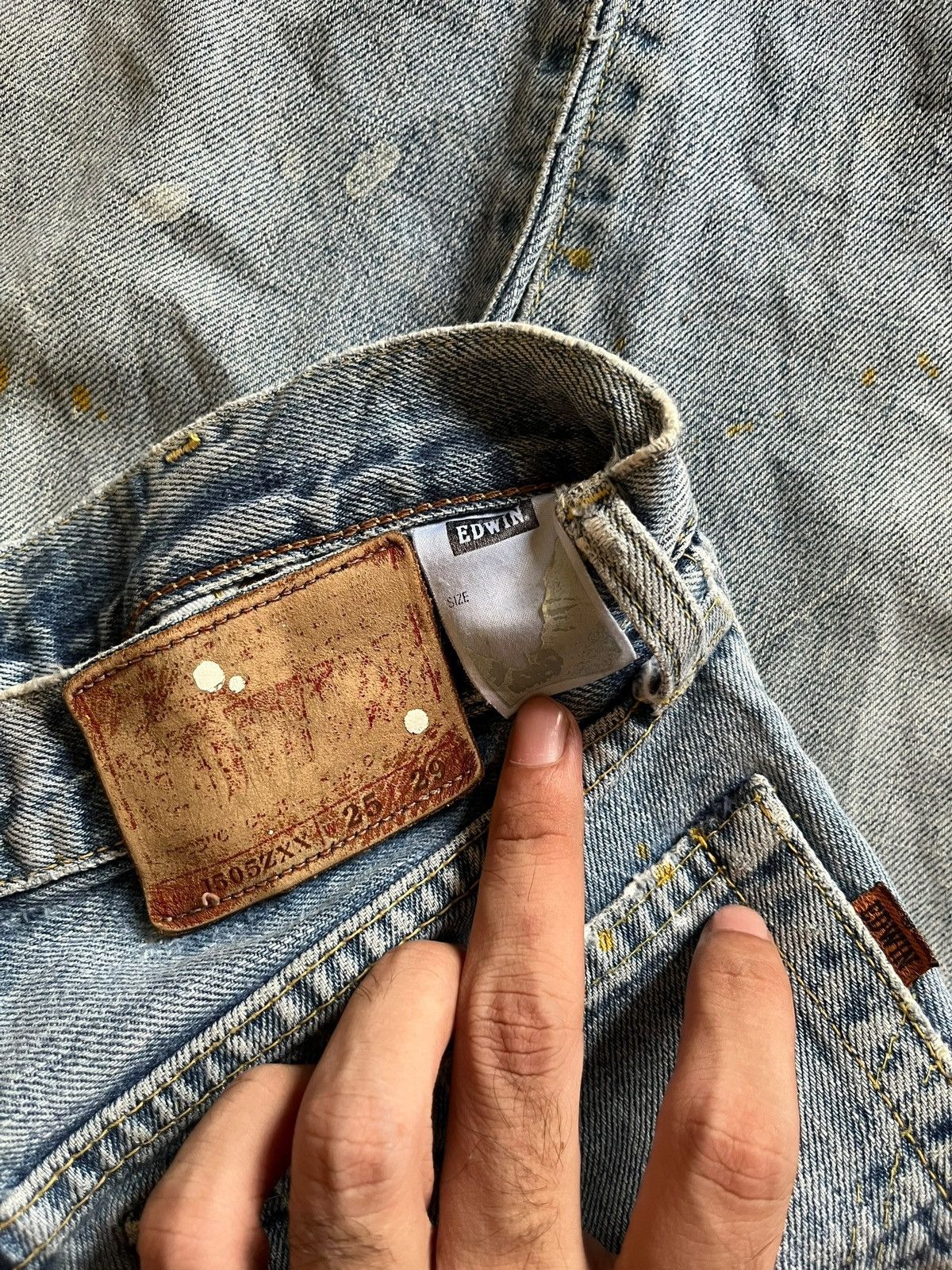 Edwin Vintage Japanese Edwin 505 Selvedge Painted Splatter Jeans Size US 26 / EU 42 - 10 Thumbnail
