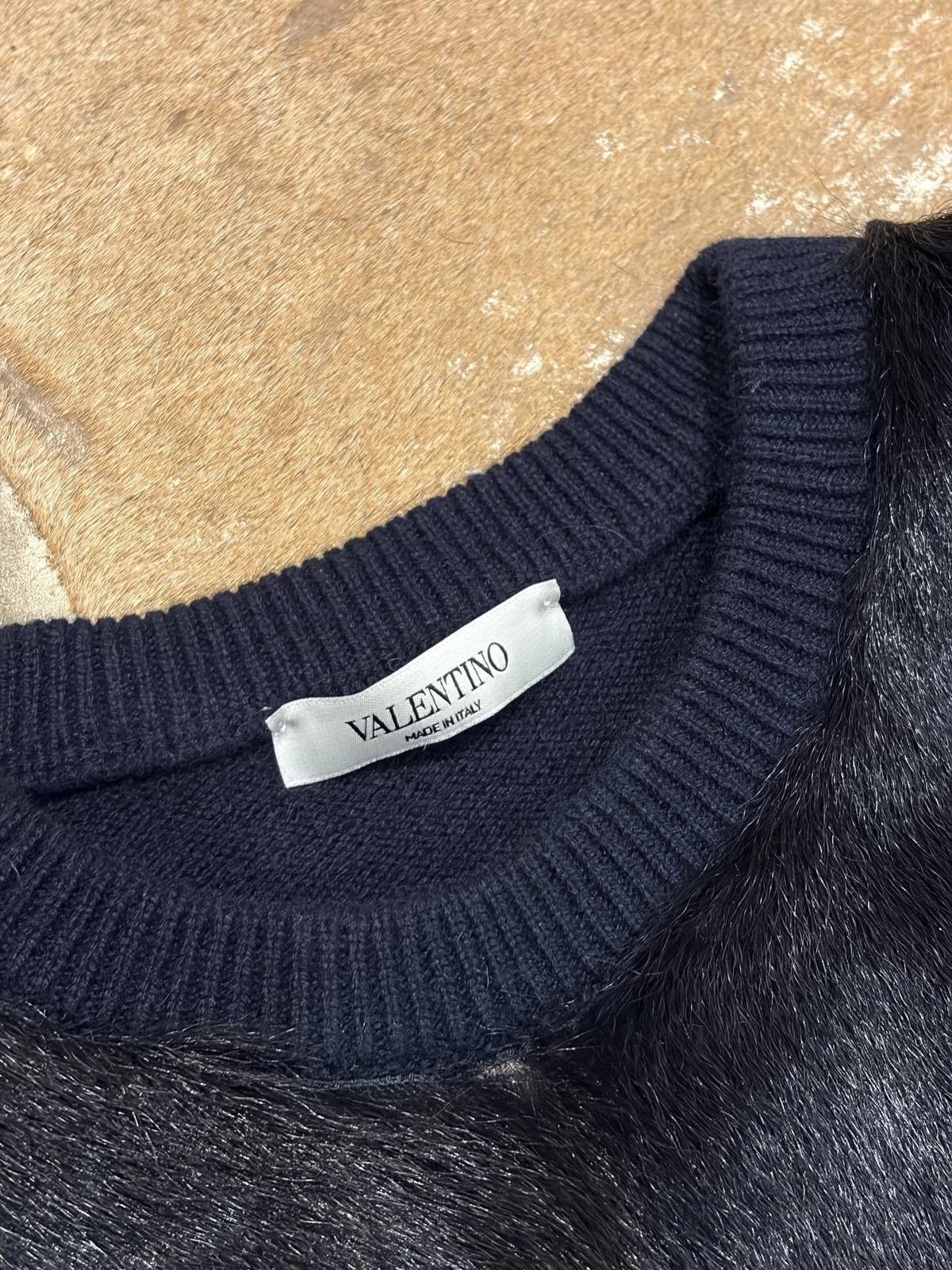 Valentino Valentino Cashmere & Kid Fur Panel Sweater Size US XL / EU 56 / 4 - 2 Thumbnail