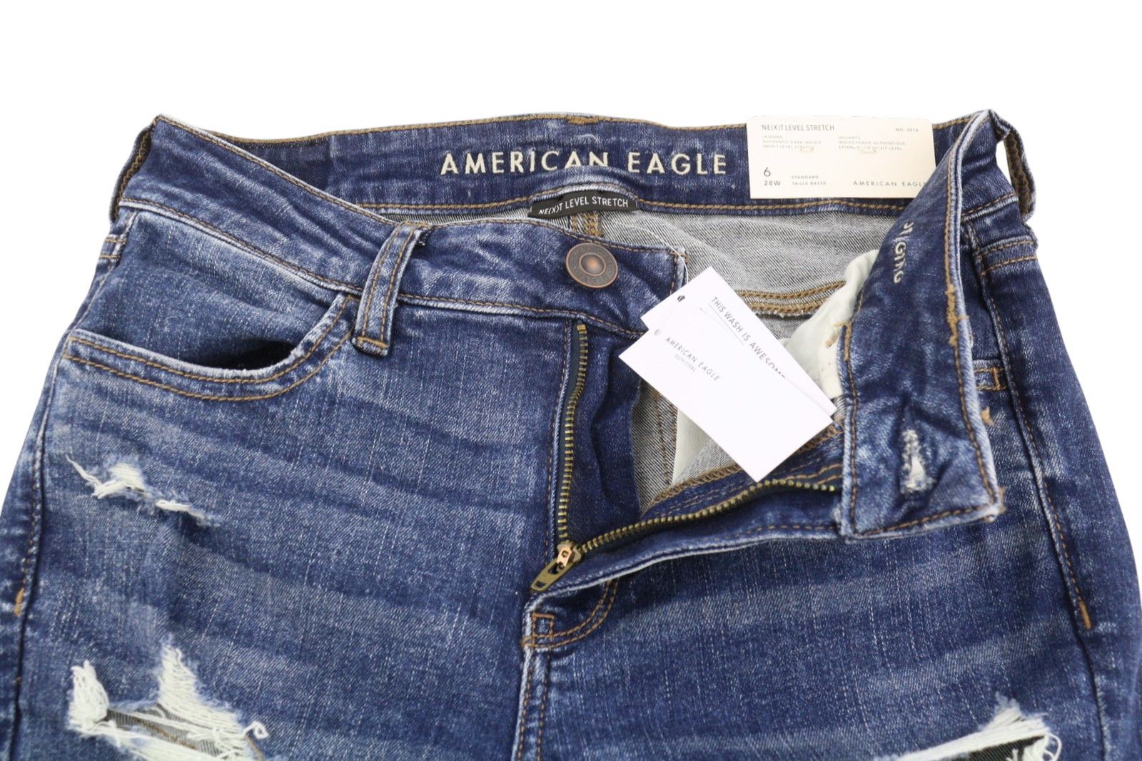 American Eagle Outfitters JEGGING W28 Blue Distress Jeans 88789 Size 28" / US 6 / IT 42 - 4 Thumbnail