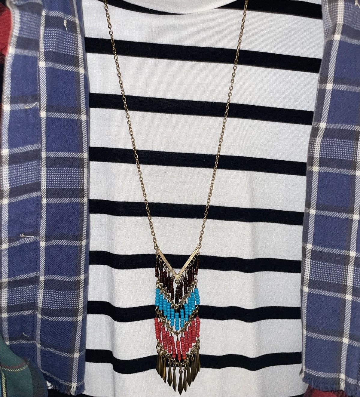 Vintage Vintage Southwest Chevron Beaded 70’s Necklace Size ONE SIZE - 1 Thumbnail