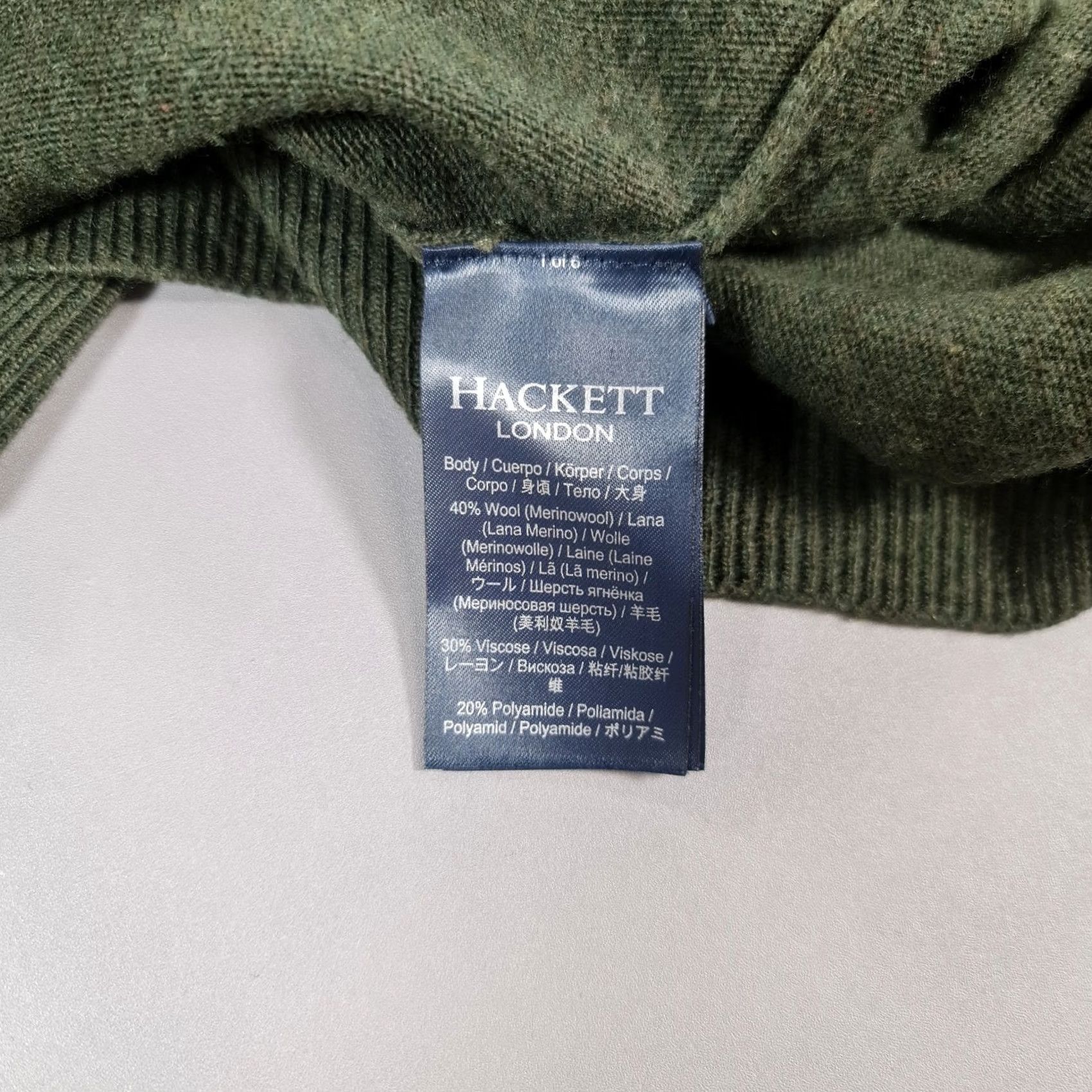 Hackett Hackett Mens Jumper Green Large Merino Wool Knit Crew Neck Long Sleeve Suede Elbow Patches Casual Pullover Vintage: No Pattern Size US L / EU 52-54 / 3 - 7 Thumbnail