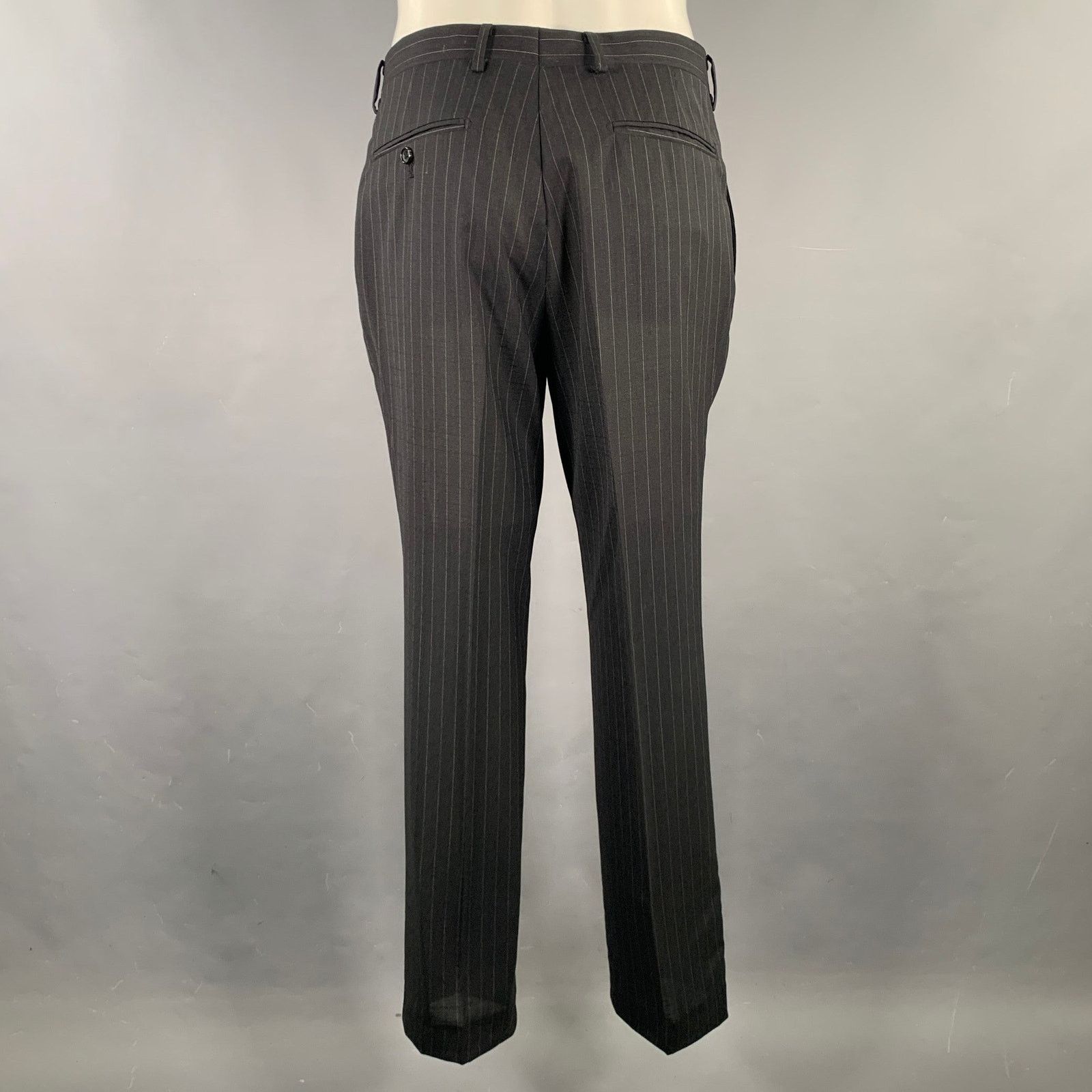 Other D'URBAN 40 Black Pinstripe Wool Notch Lapel Suit Size 40R - 6 Thumbnail