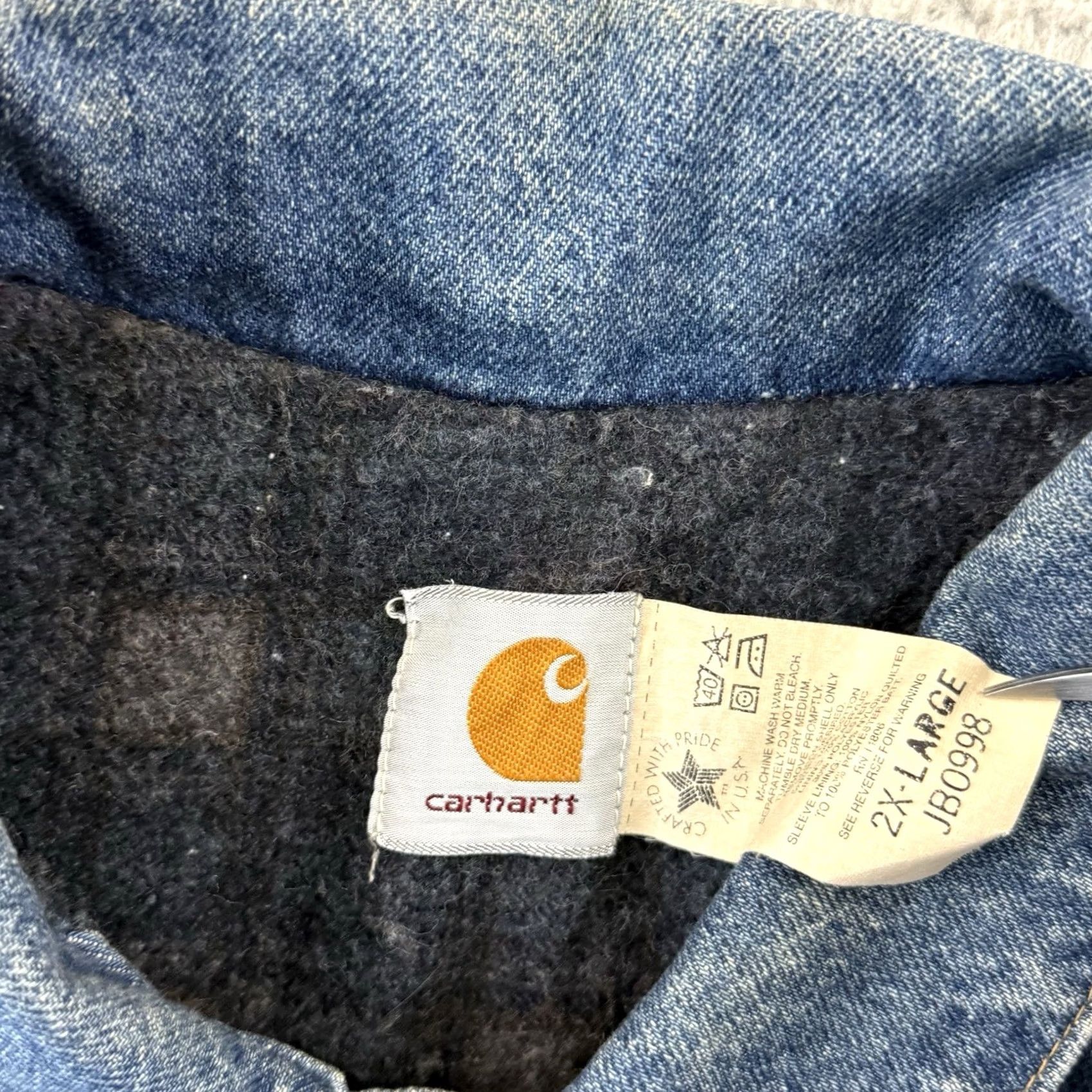 Carhartt VINTAGE Carhartt Denim Trucker Jacket Men’s 2XL Blue JB0998 Blanket Lined 90s Size US XXL / EU 58 / 5 - 6 Thumbnail