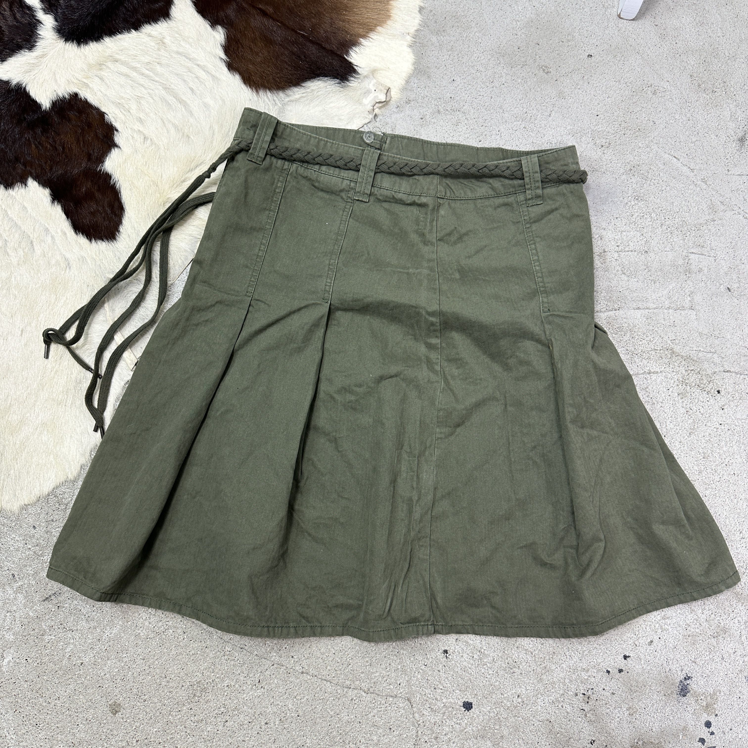 Vintage Vintage Casual Preppy Old Money Khaki Pleated Skirt Y2K Size 27" / US 4 / IT 40 - 2 Thumbnail