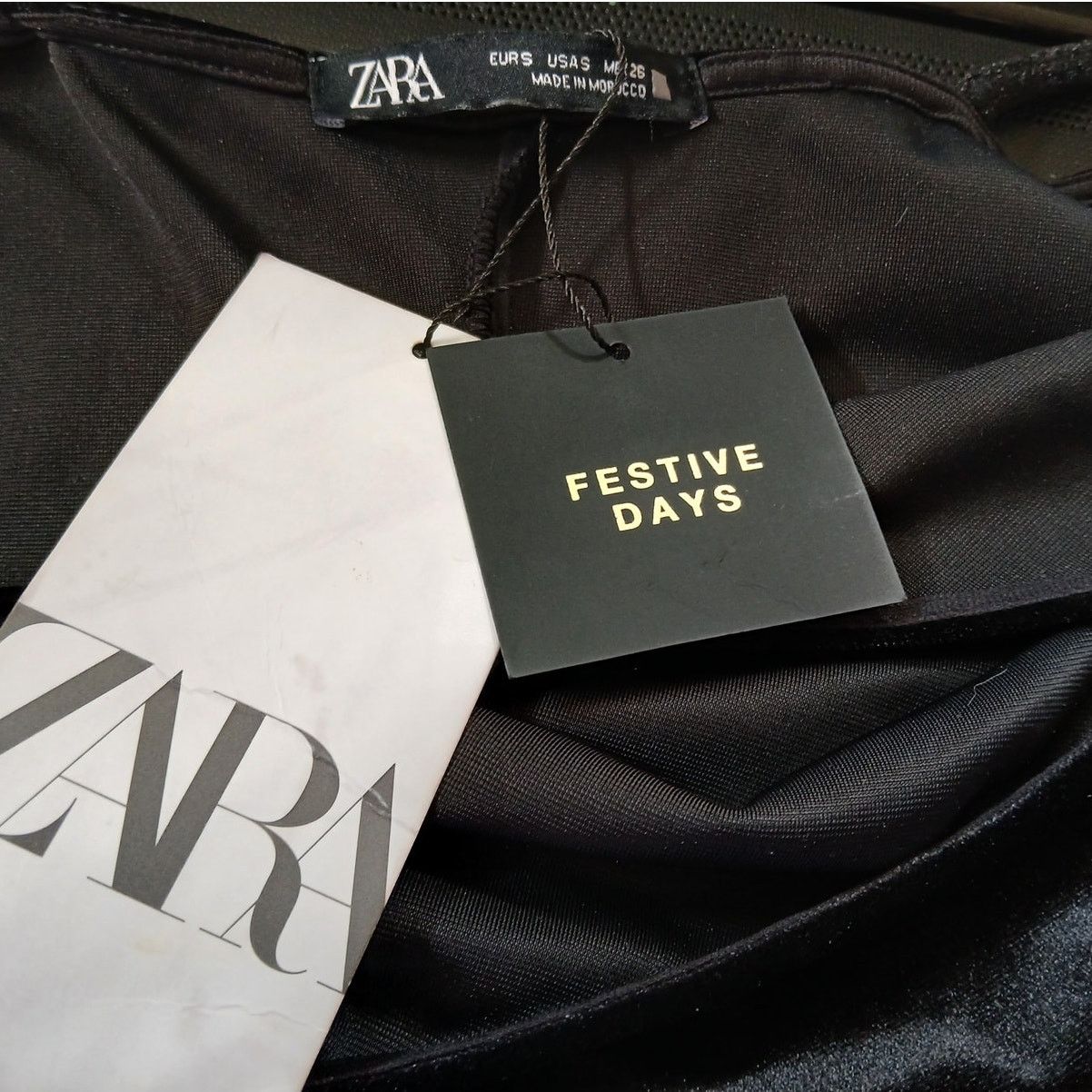 Zara Zara Festive Days Black Velvet Rhinestone Strap Dress - S Size S / US 4 / IT 40 - 2 Thumbnail