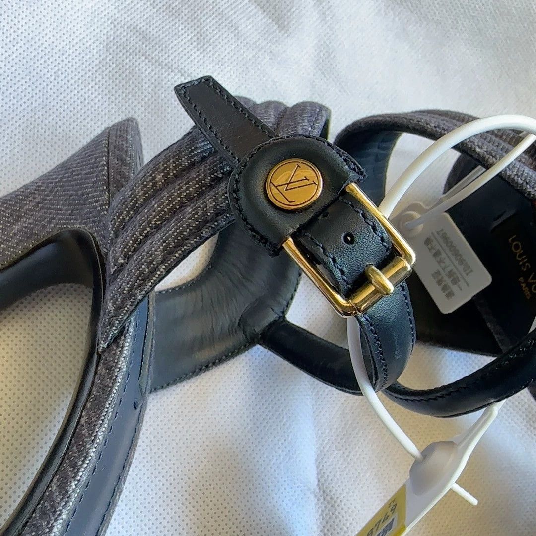 Louis Vuitton LV Women's New Denim Platform Heel Sandal 12.5cm 35 Size US 4.5 / IT 34.5 - 4 Thumbnail