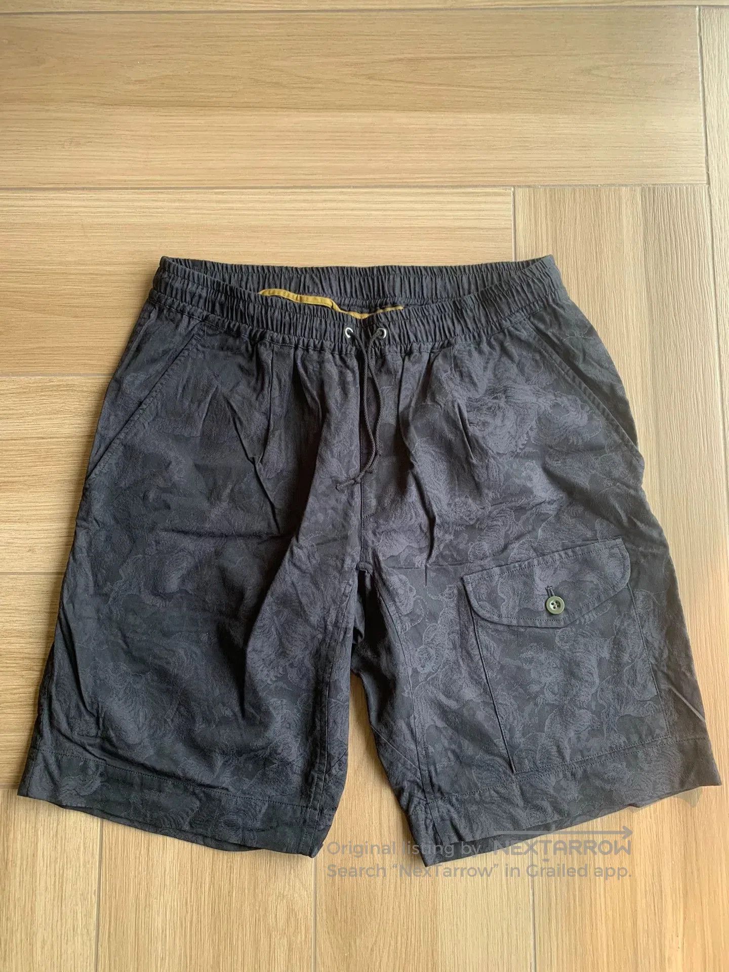 Japanese Brand black cotton drawstring beach shorts. Size US 30 / EU 46 - 1 Thumbnail