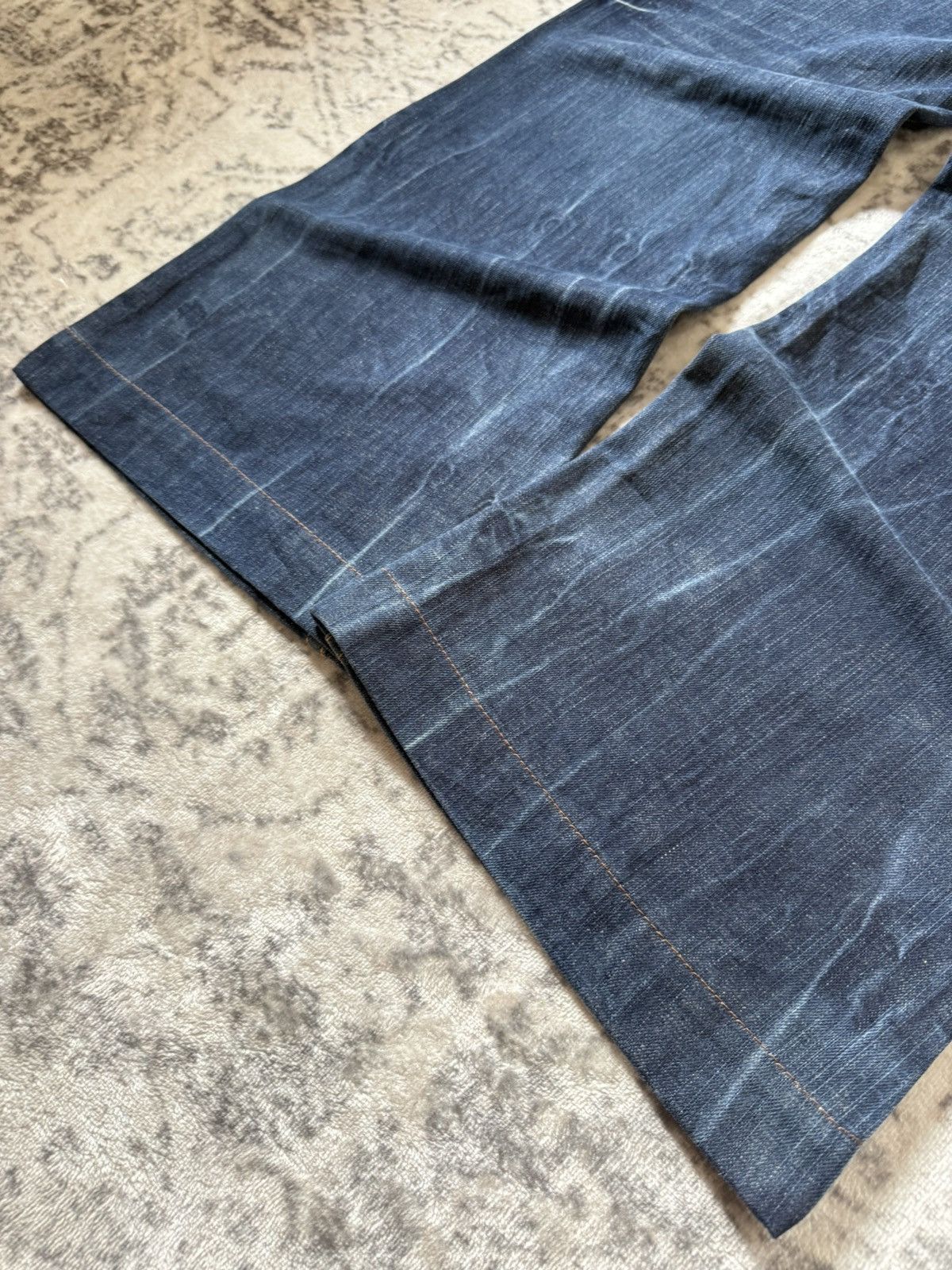 Le Grande Bleu (L.G.B.) Studio R.P Muddy Wash Wide Leg Flared Jeans Size US 28 / EU 44 - 17 Thumbnail