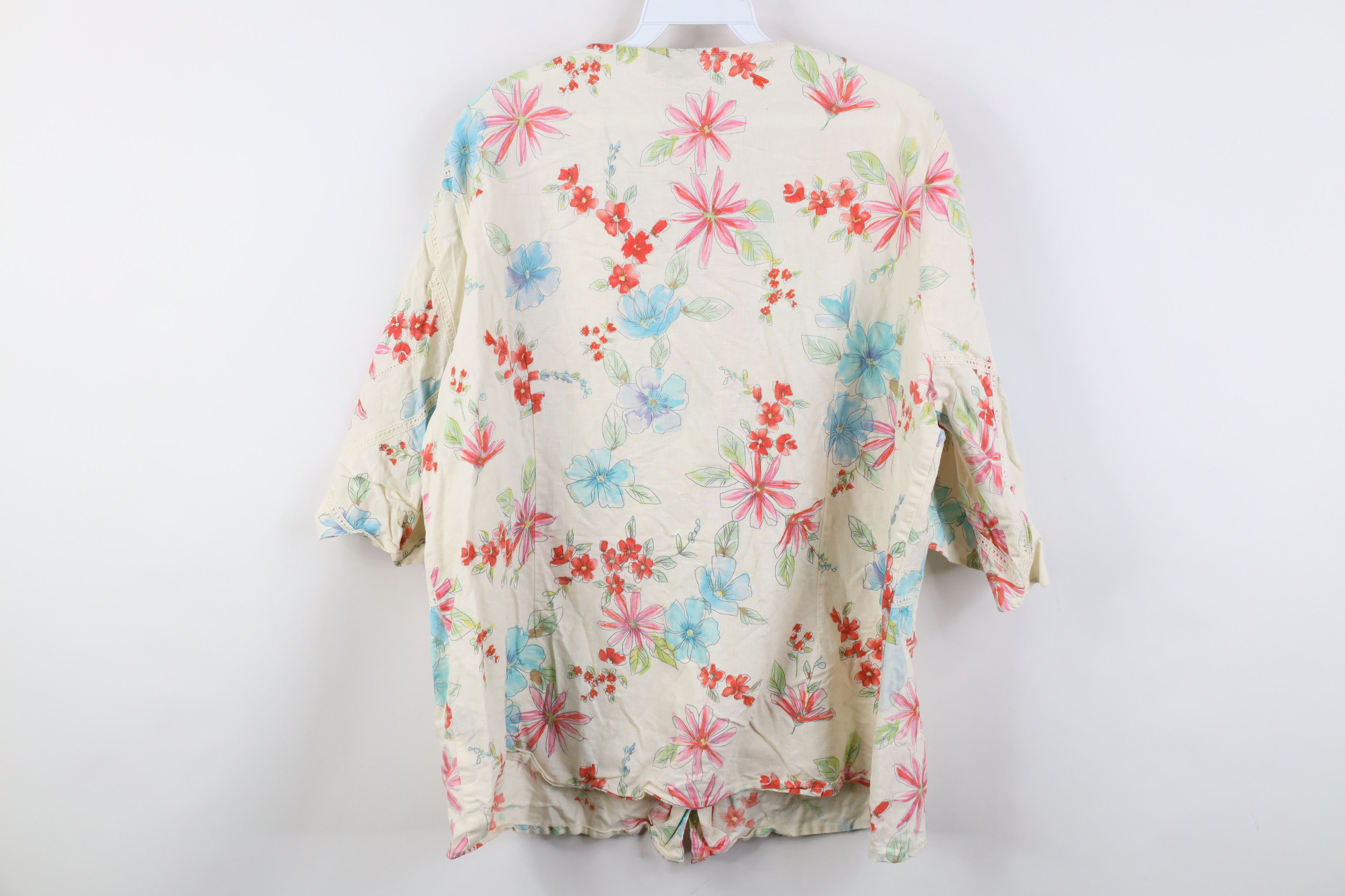 Vintage Vintage 90s Y2K Streetwear Flared Sleeve Flower Button Shirt Size XXL / US 16-18 / IT 52-54 - 12 Thumbnail