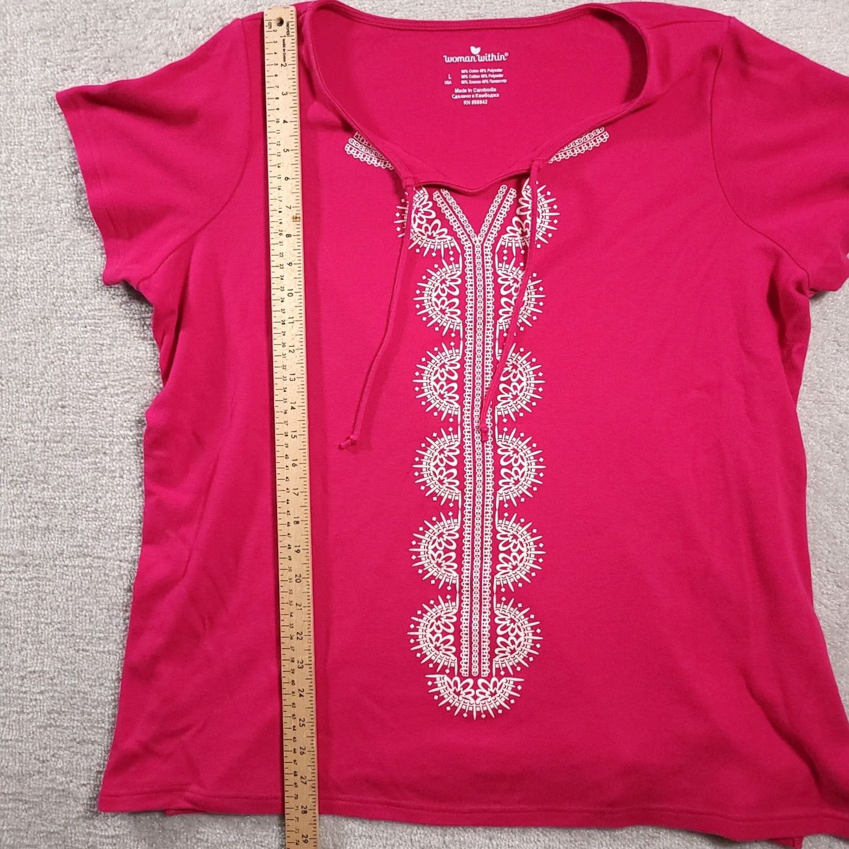 Vintage Woman Within Womens Shirt Adult Large Short Sleeve Pink Round Neck Floral Size L / US 10 / IT 46 - 5 Thumbnail