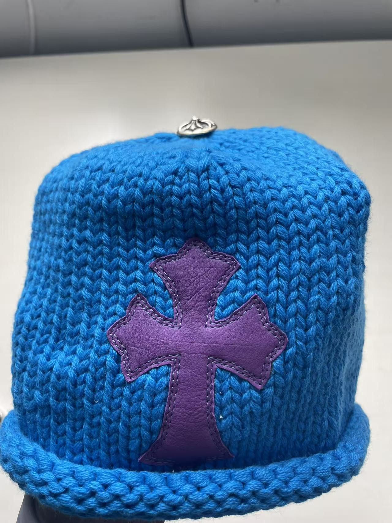 Chrome Hearts Chrome Hearts Cashmere Purple Cross Patch Blue Beanie Size ONE SIZE - 11 Thumbnail