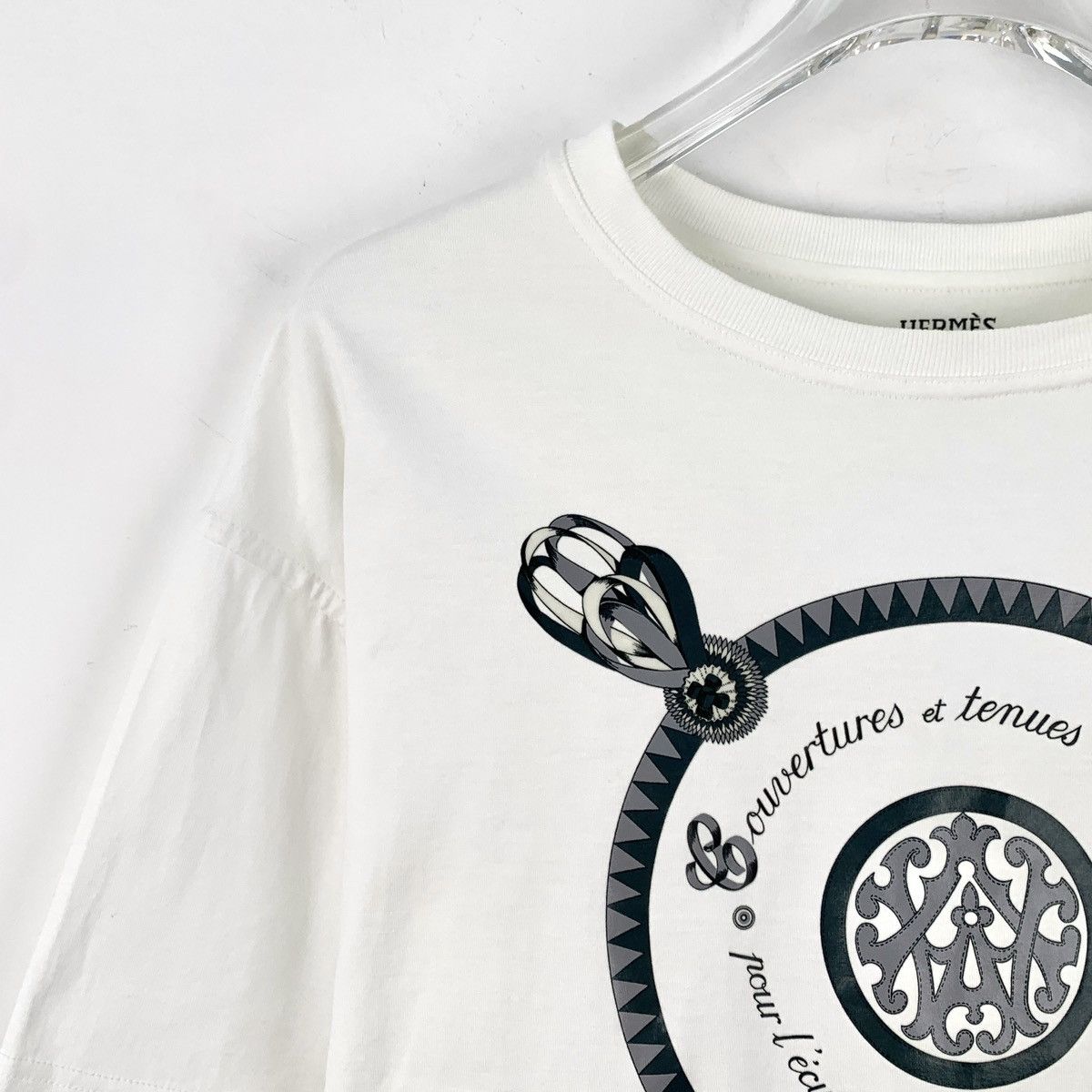 Hermes Hermes White Classic Circle Print Short Sleeve T-Shirt K26WX Size S / US 4 / IT 40 - 3 Thumbnail