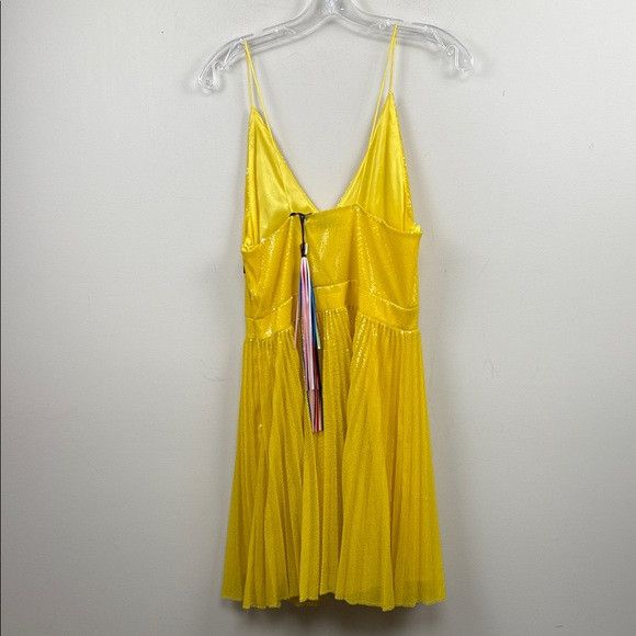 MSGM MSGM all over Yellow Sequin pleated skirt strap sleeve dress Size L / US 10 / IT 46 - 14 Thumbnail