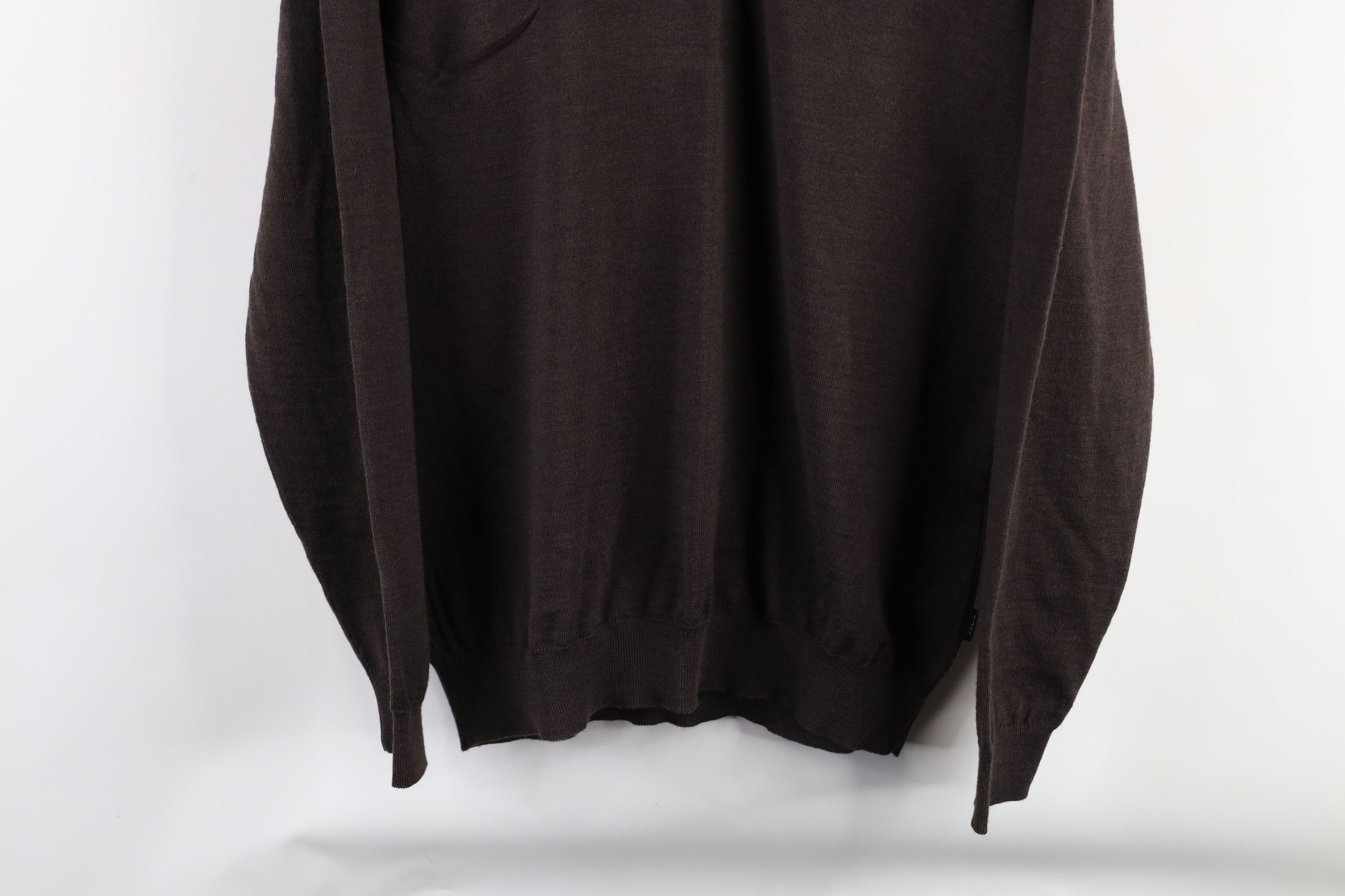 Hugo Boss × Vintage Hugo Boss Merino Wool Knit Turtleneck Sweater Brown Size US XL / EU 56 / 4 - 3 Thumbnail