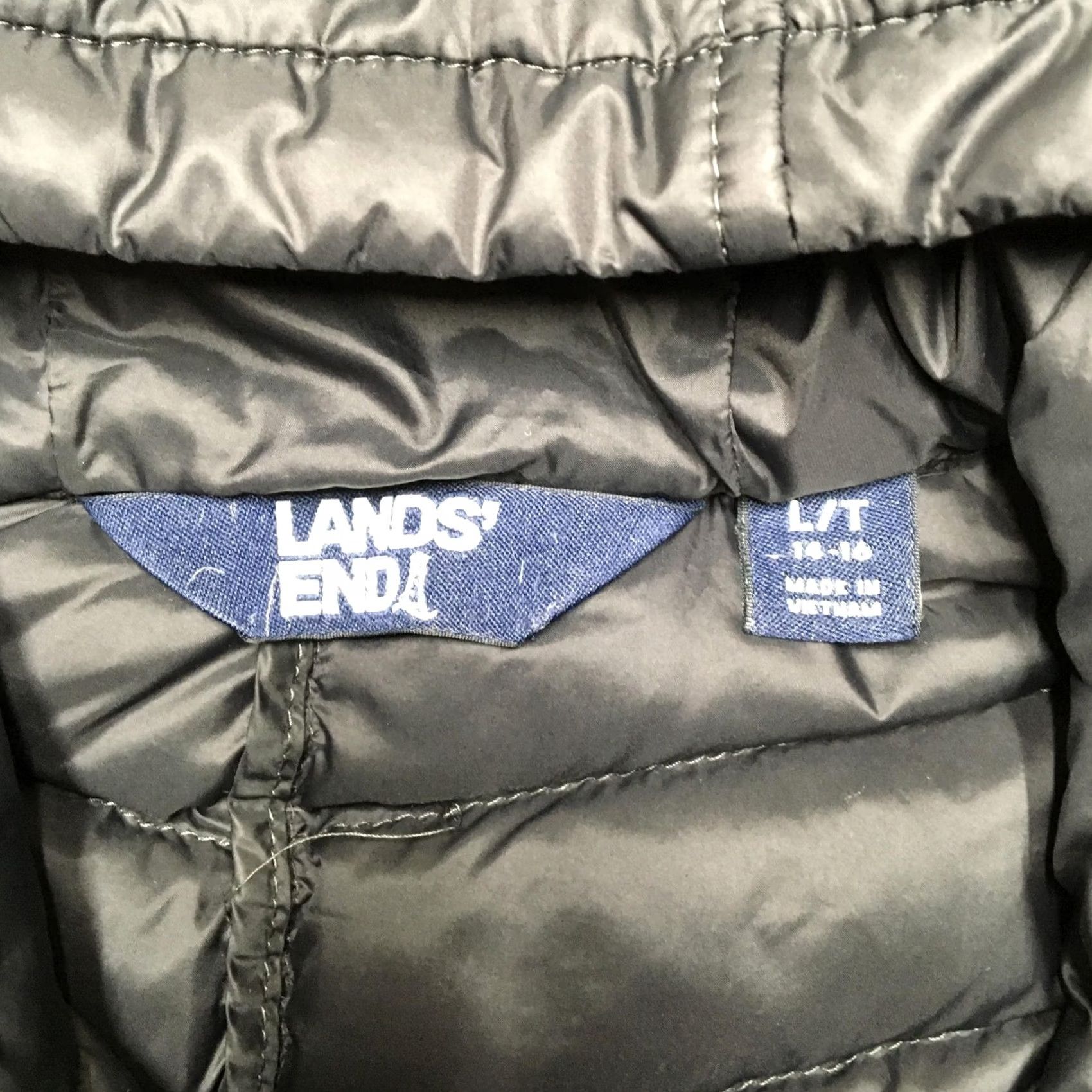 Lands' End Lands' End Puffer Jacket Women L Tall Black Hooded Quilted Mid Length Winter Coat Size L / US 10 / IT 46 - 5 Thumbnail