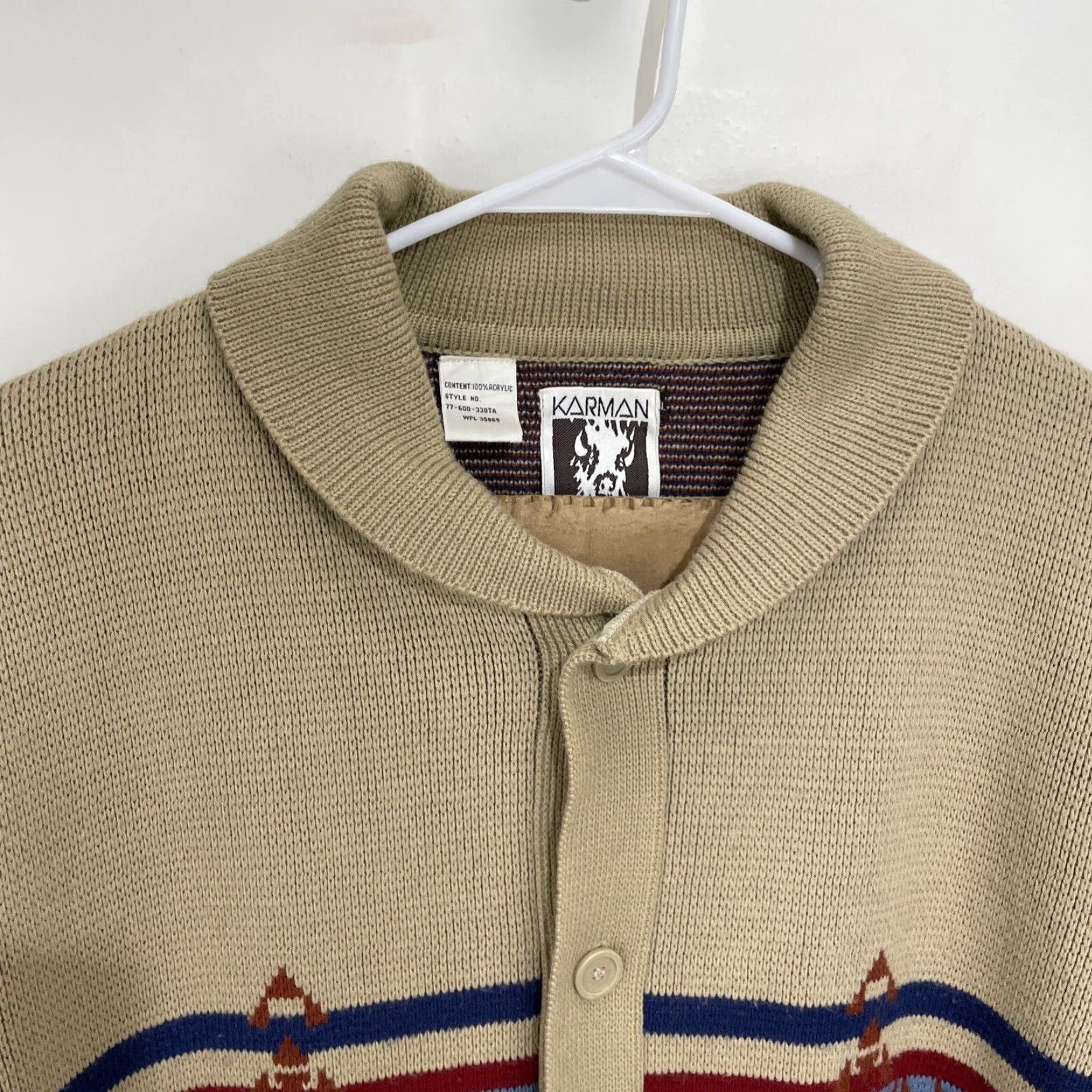 Armani VINTAGE Karman Cardigan Sweater Aztec Striped L Tan Womens? Size L / US 10 / IT 46 - 5 Thumbnail